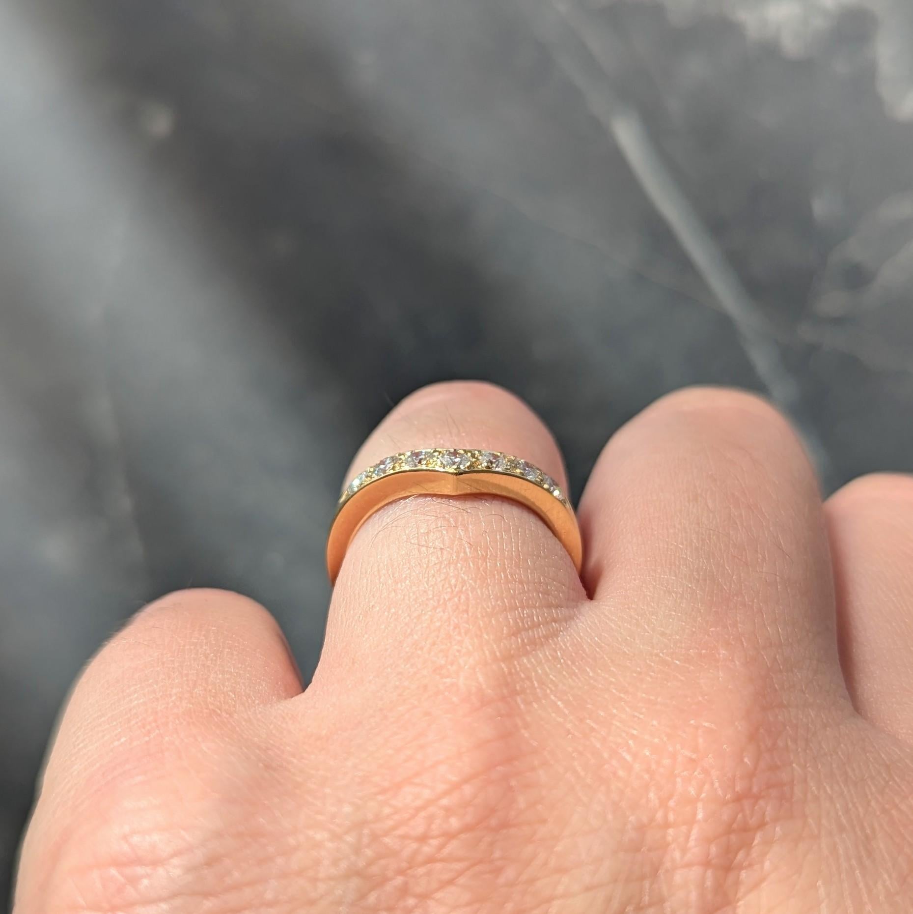 Tiffany & Co. Diamond 18 Karat Yellow Gold Chevron Contour V Band Ring