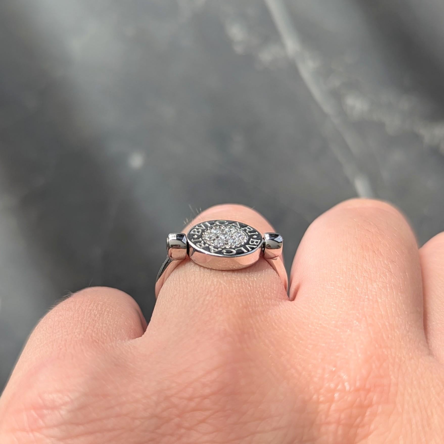 Bulgari Diamond Onyx 18 Karat White Gold Flip Signet Ring