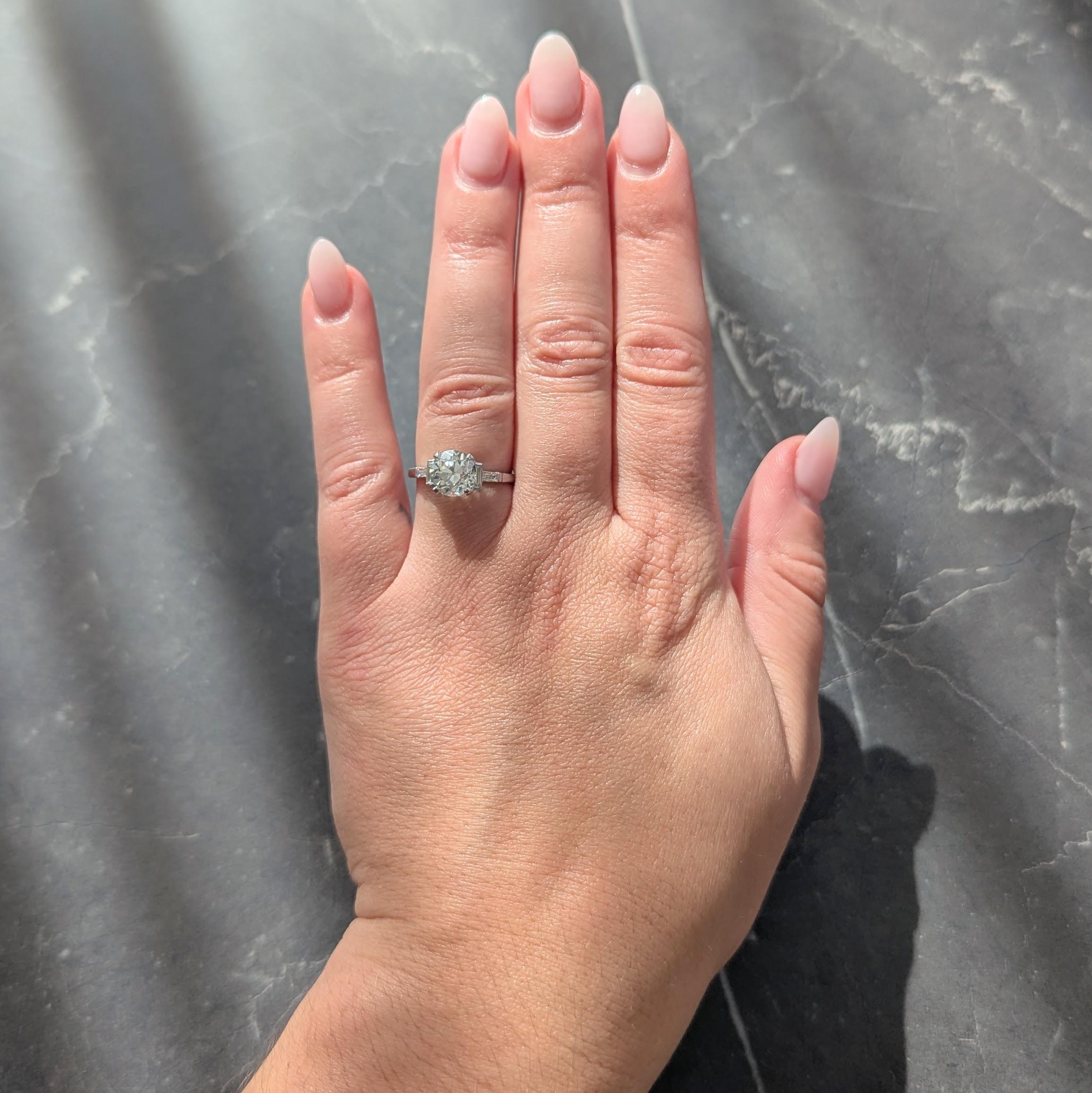 1950's 2.25 CTW Old European Diamond Platinum Five Stone Vintage Engagement Ring