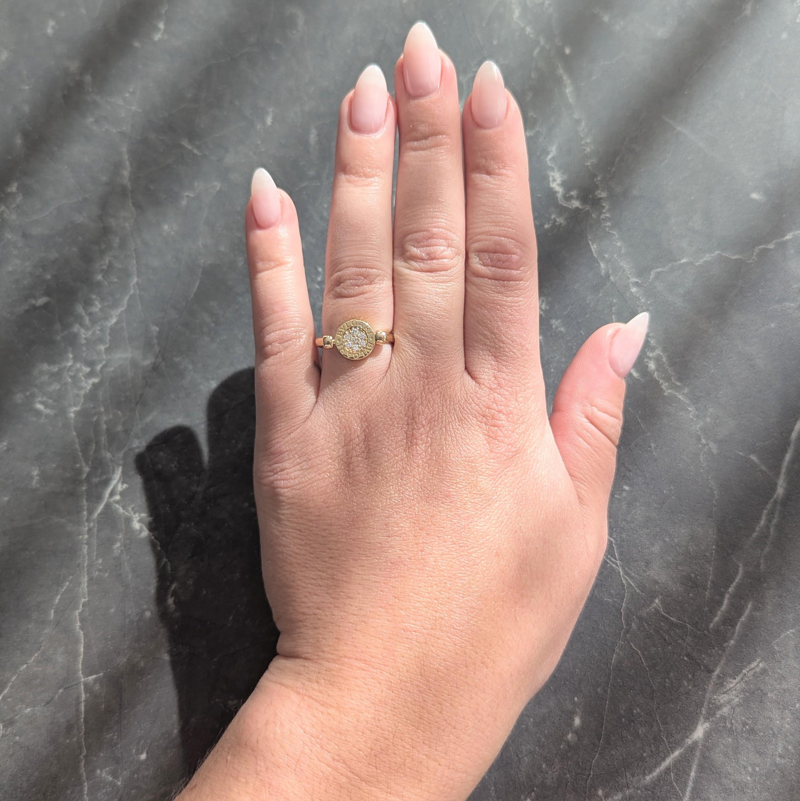 Bulgari Contemporary Diamond 18 Karat Two-Tone Gold Flip Signet Ring