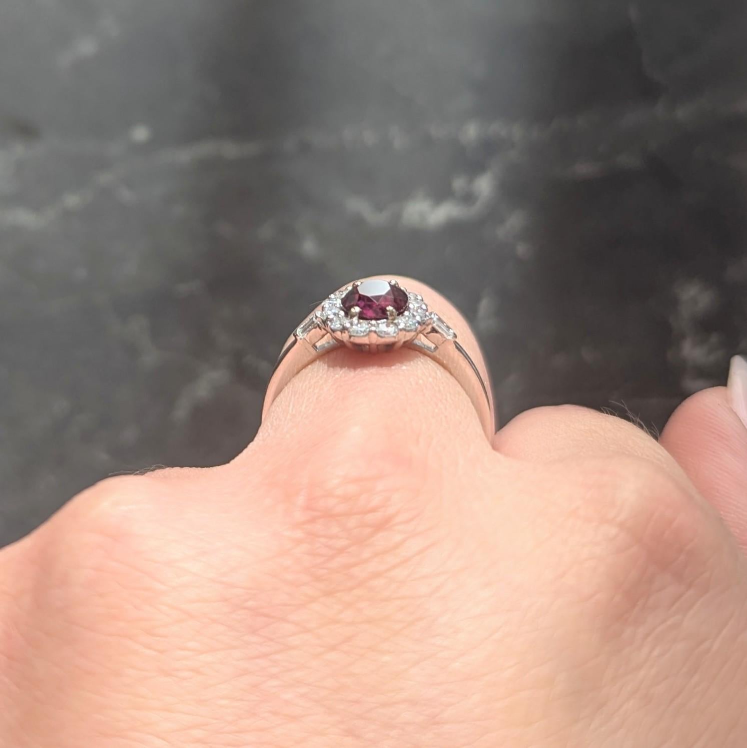 Contemporary 1.80 CTW Ruby Diamond 18 Karat White Gold Halo Ring GIA
