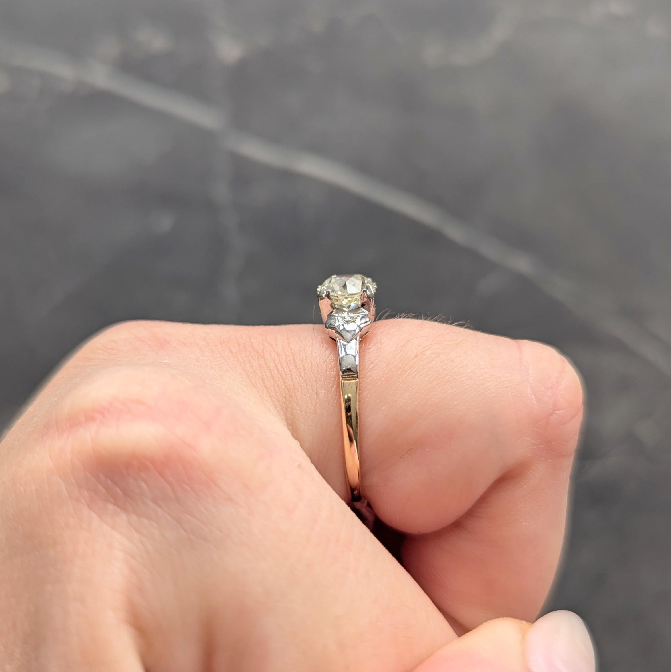 Retro 1.28 CTW Old Mine Diamond 14K Gold Vintage Floral Engagement Ring