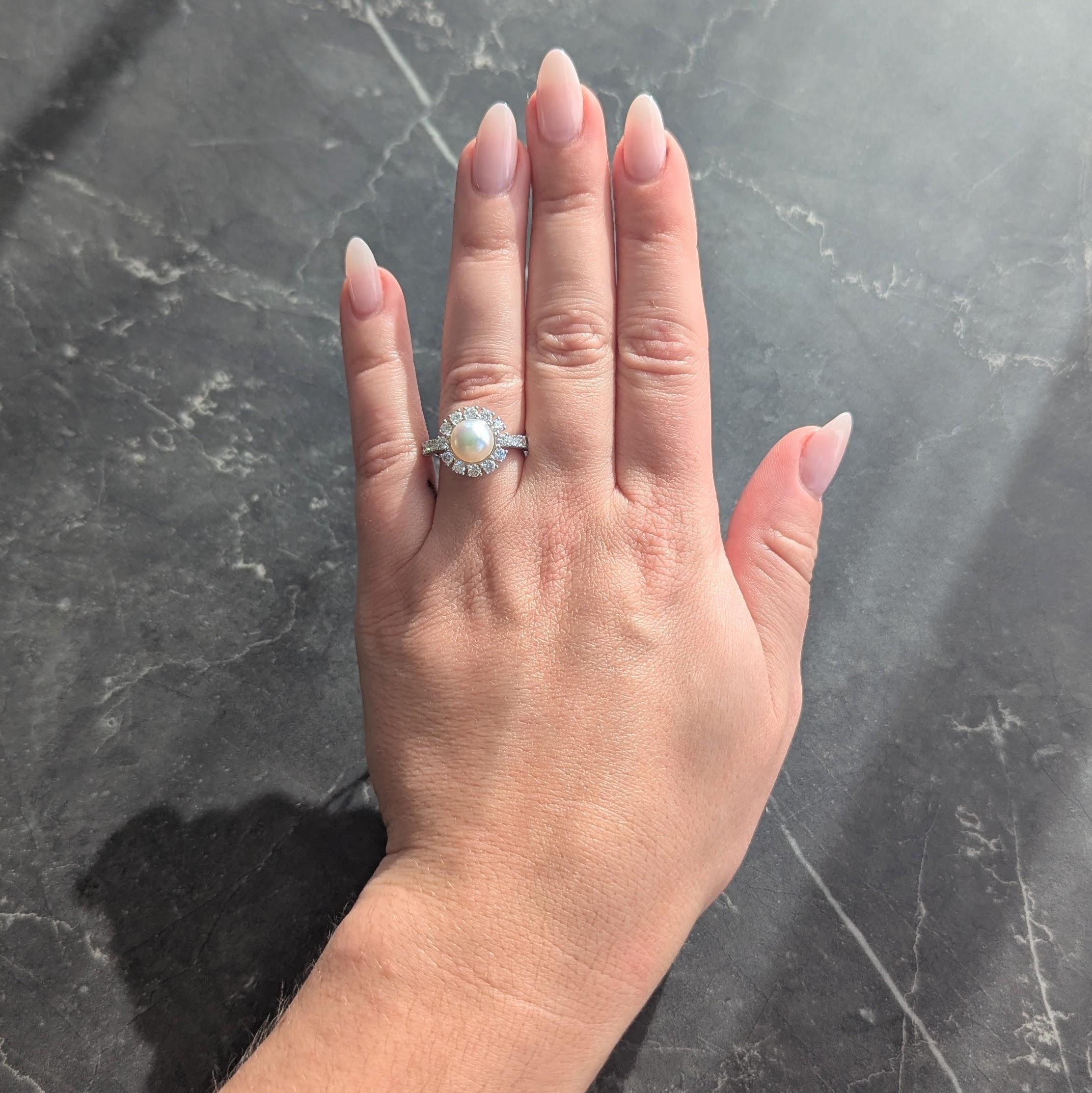 Assael Contemporary 1.04 CTW Diamond South Sea Pearl 18K Gold Halo Ring