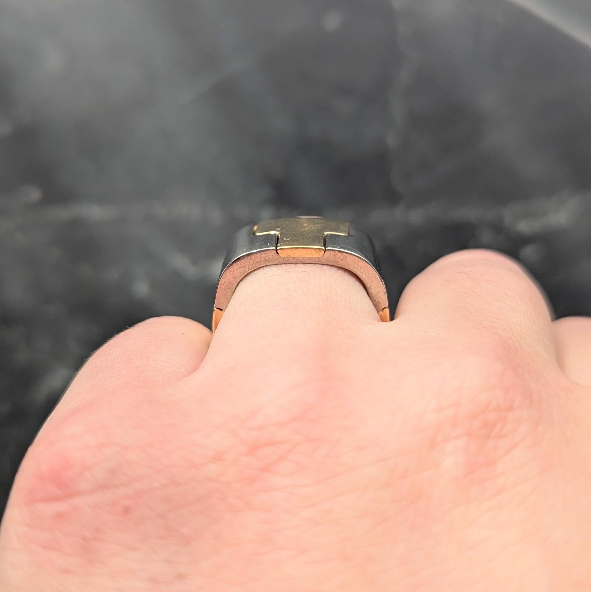 Gubelin by Paul Binder 1970's 18 Karat Two-Tone Gold Vintage T Puzzle Band Ring