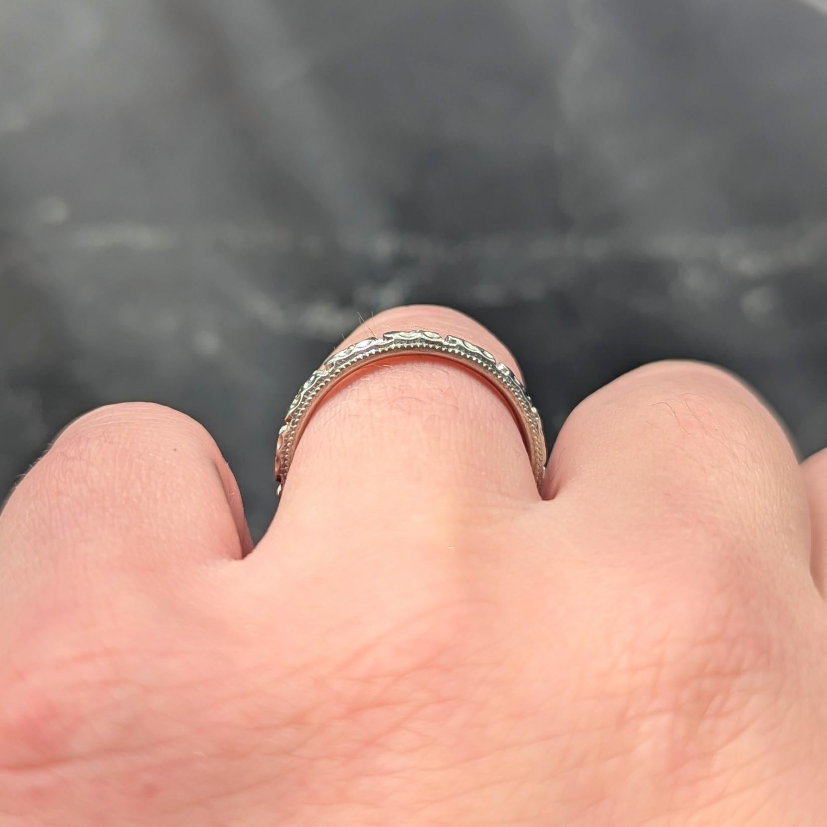 Art Deco 18 Karat White Gold Vintage Orange Blossom Wedding Band Ring