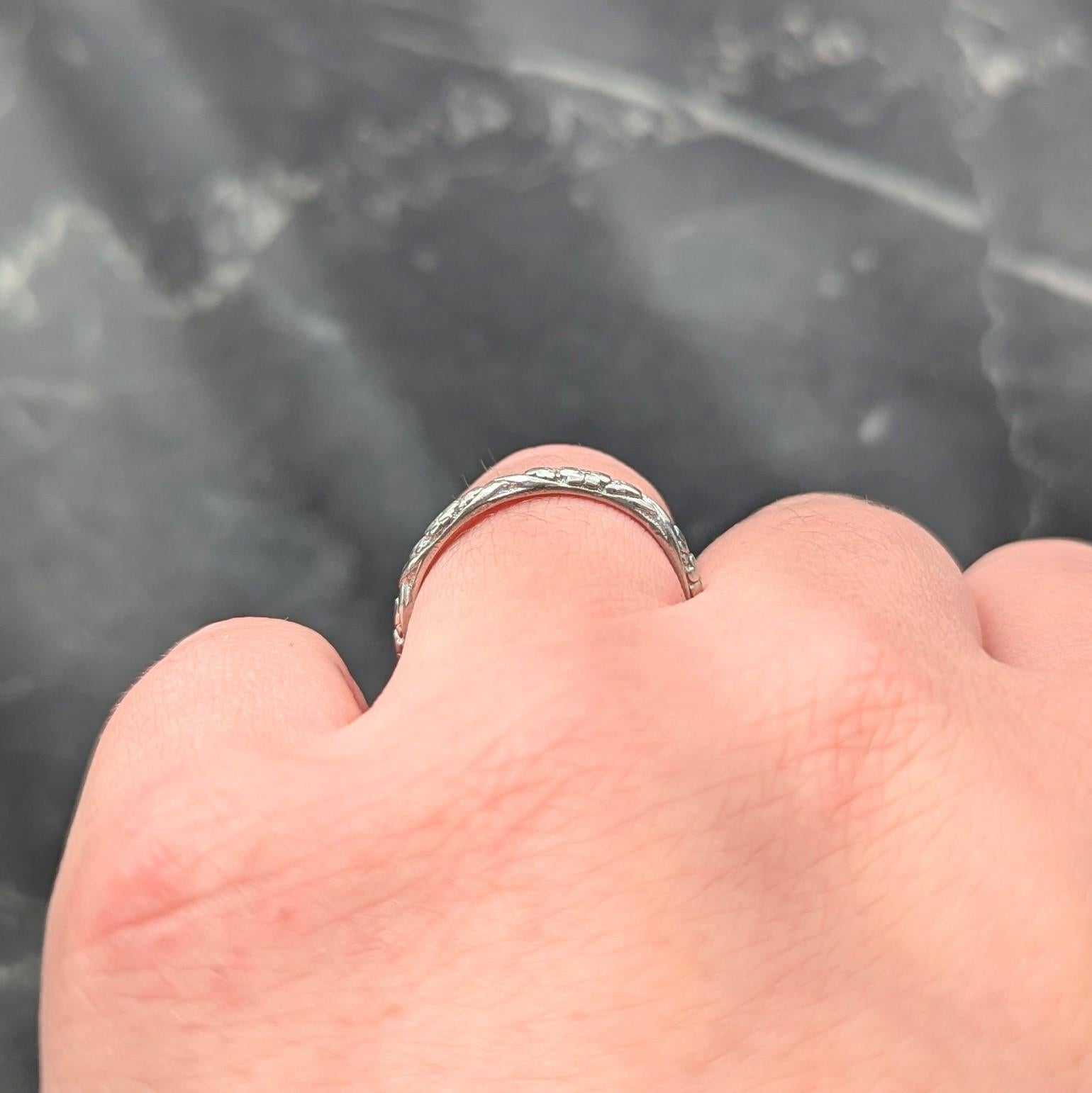 Art Deco Platinum Orange Blossom Wedding Band Ring