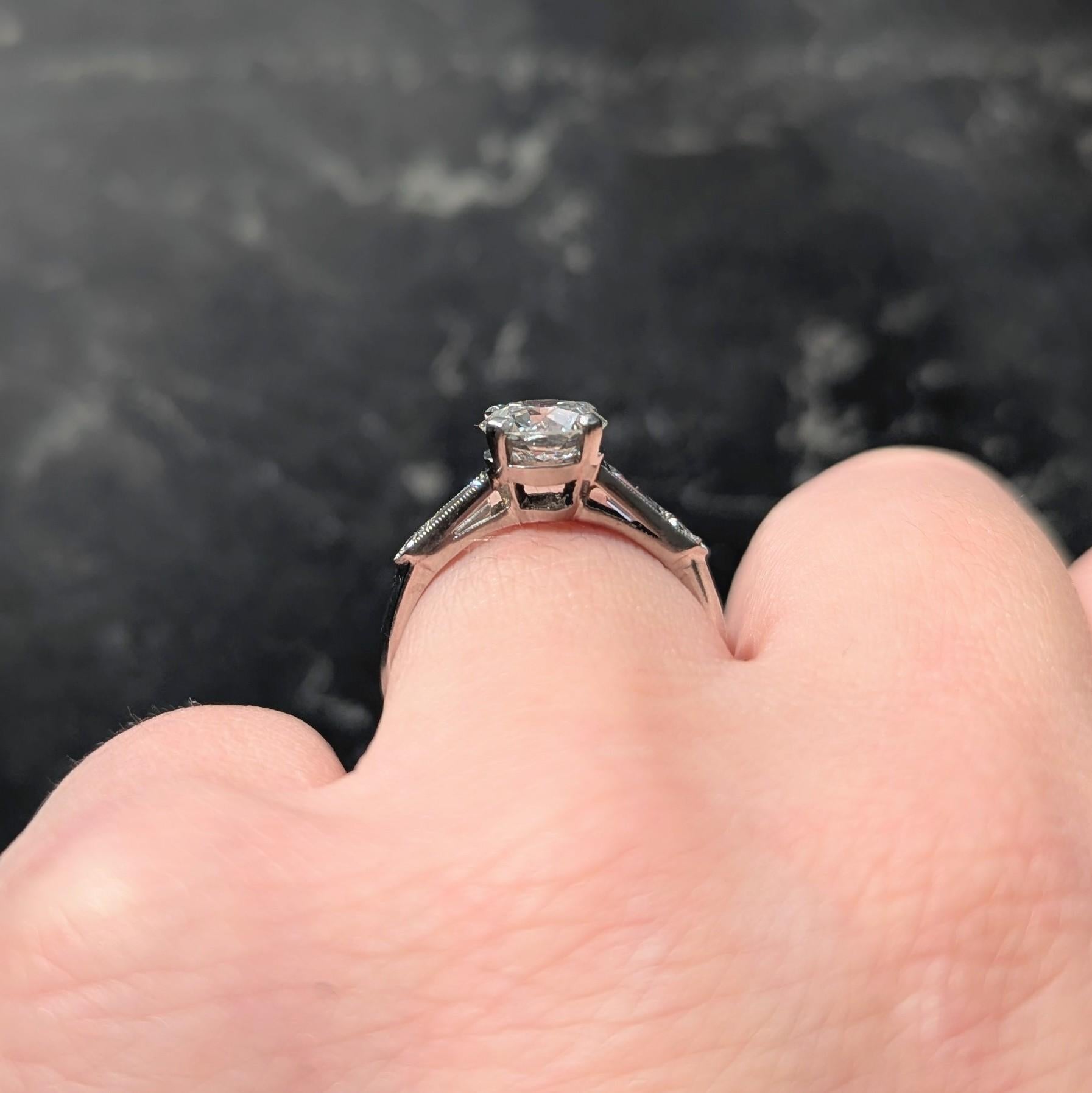 Mid-Century 1.60 CTW Diamond Platinum Knife Edge Vintage Engagement Ring GIA