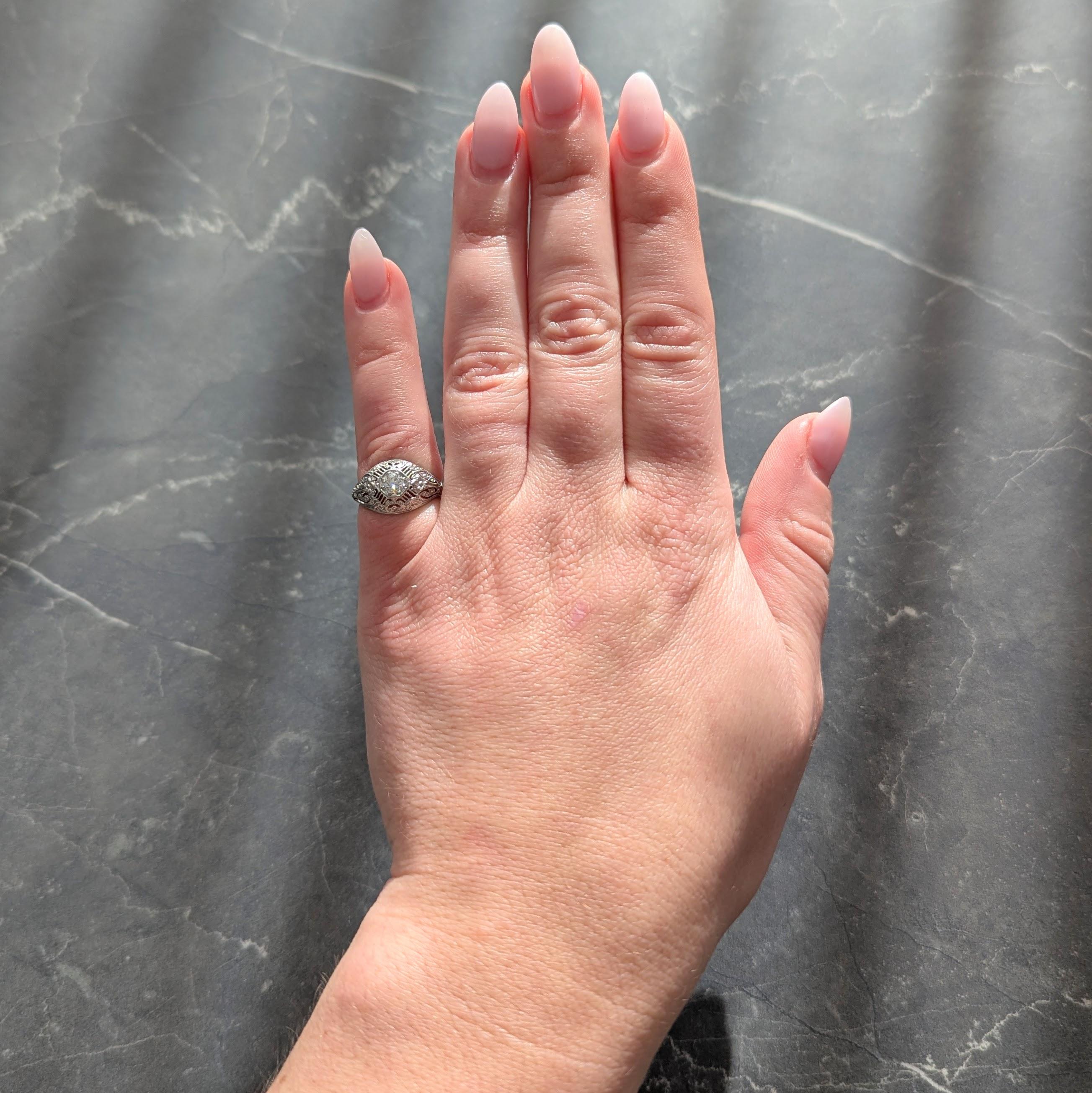 Edwardian Old European Diamond Platinum Orange Blossom Antique Engagement Ring