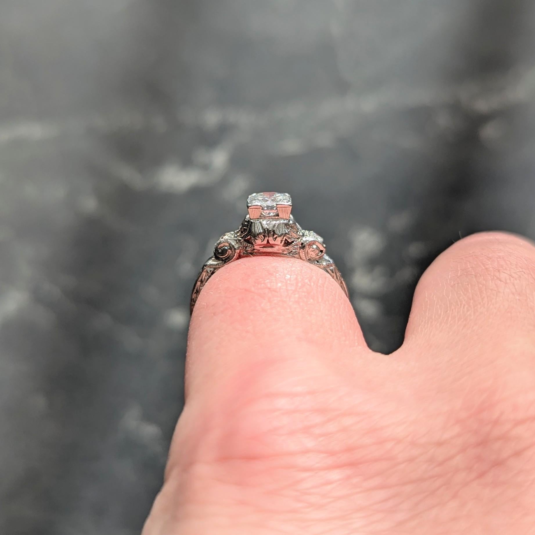 Maurice Tishman Art Deco 0.40 CTW Diamond Platinum Vintage Engagement Ring