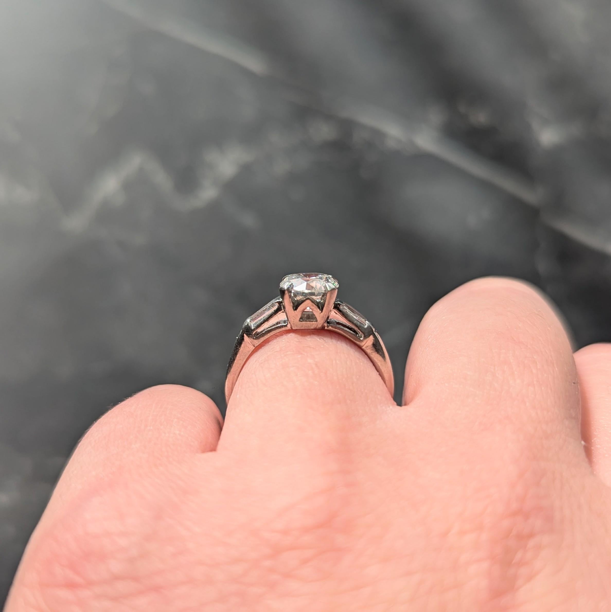 1950's 1.50 CTW Transitional Cut Diamond Platinum Vintage Engagement Ring GIA