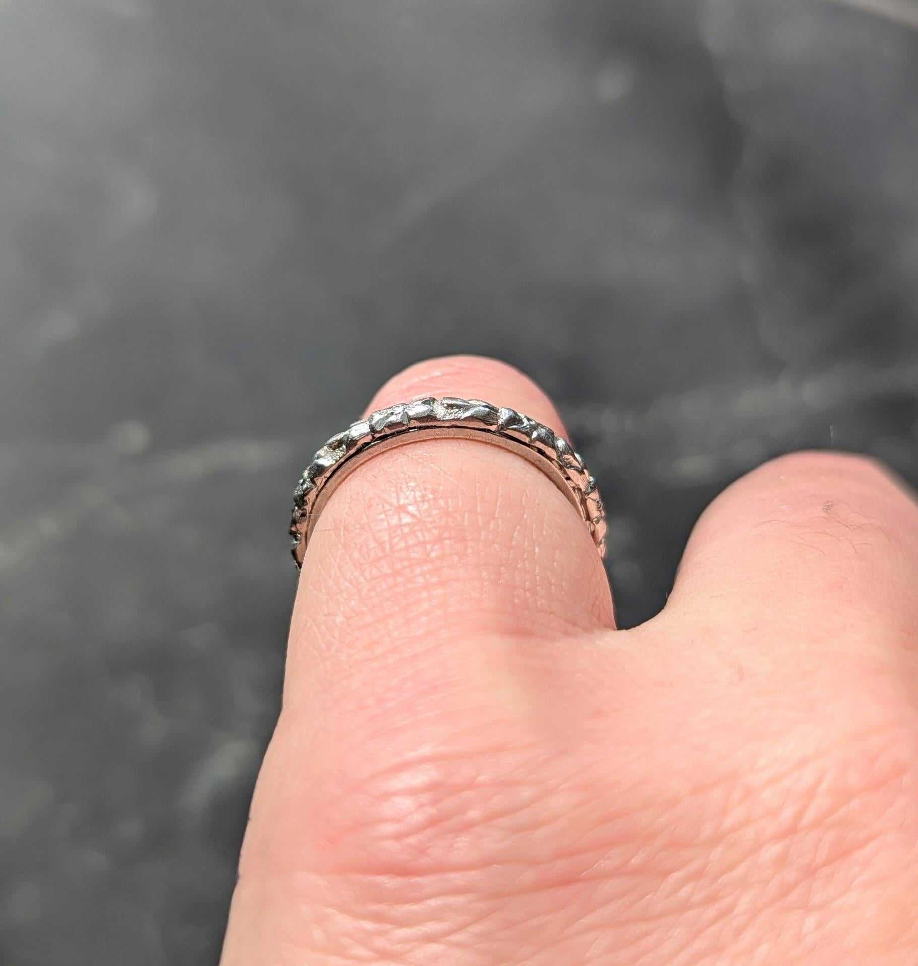 1914 Platinum Antique Edwardian Orange Blossom Wedding Band Ring