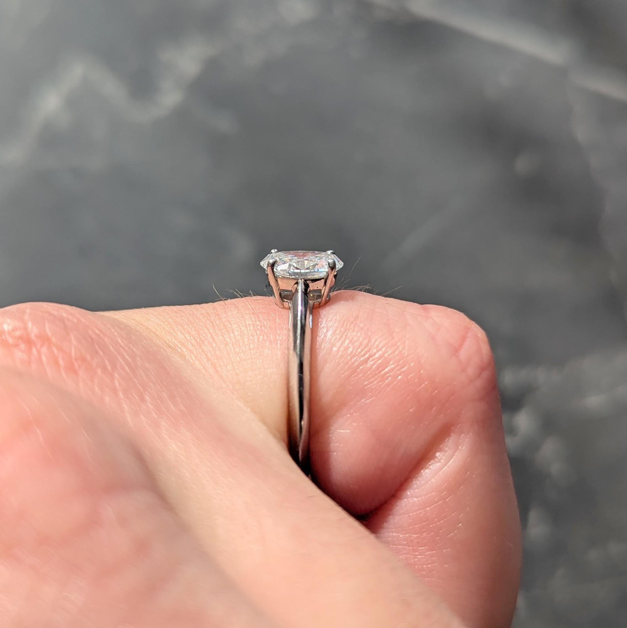 Tiffany & Co. Contemporary 1.09 CT Oval Cut Diamond Platinum Solitaire Ring