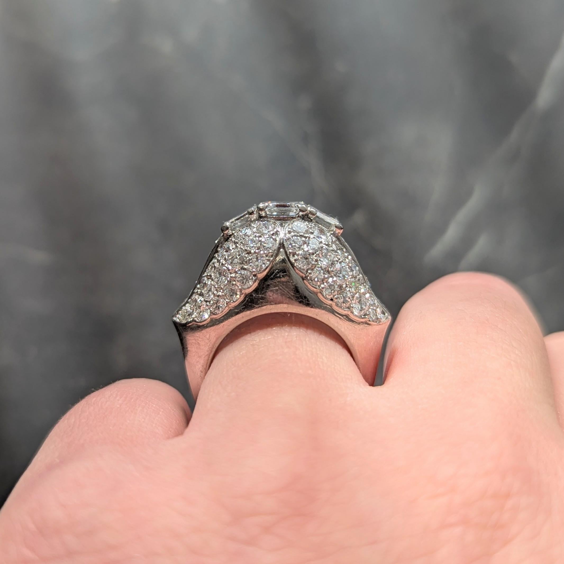 Cartier Paris Art Deco Diamond Platinum Vintage 1930's French Bombé Ring