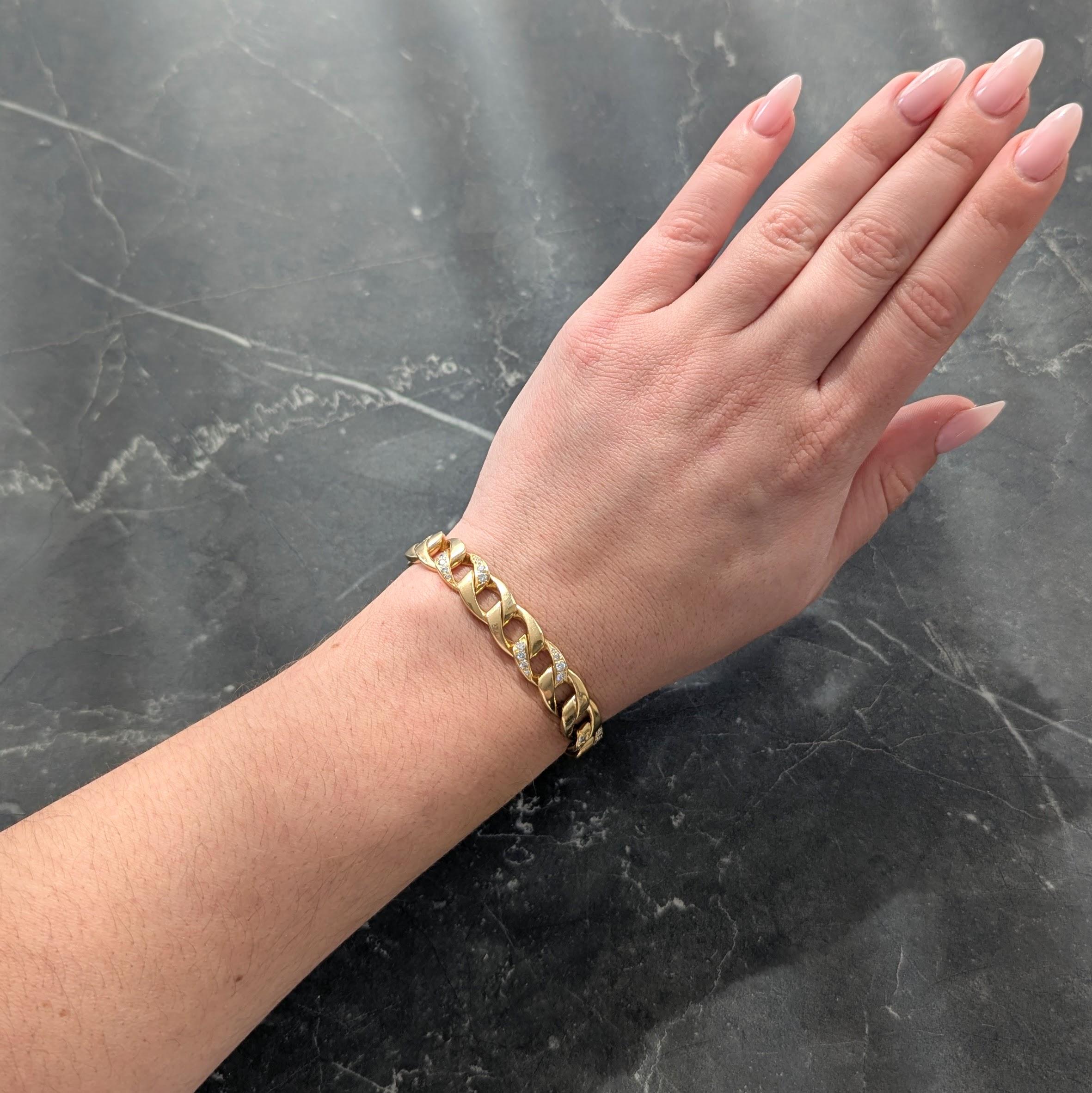 Cartier Paris Georges LEnfant Diamond 18K Gold Vintage Curb Link Unisex Bracelet