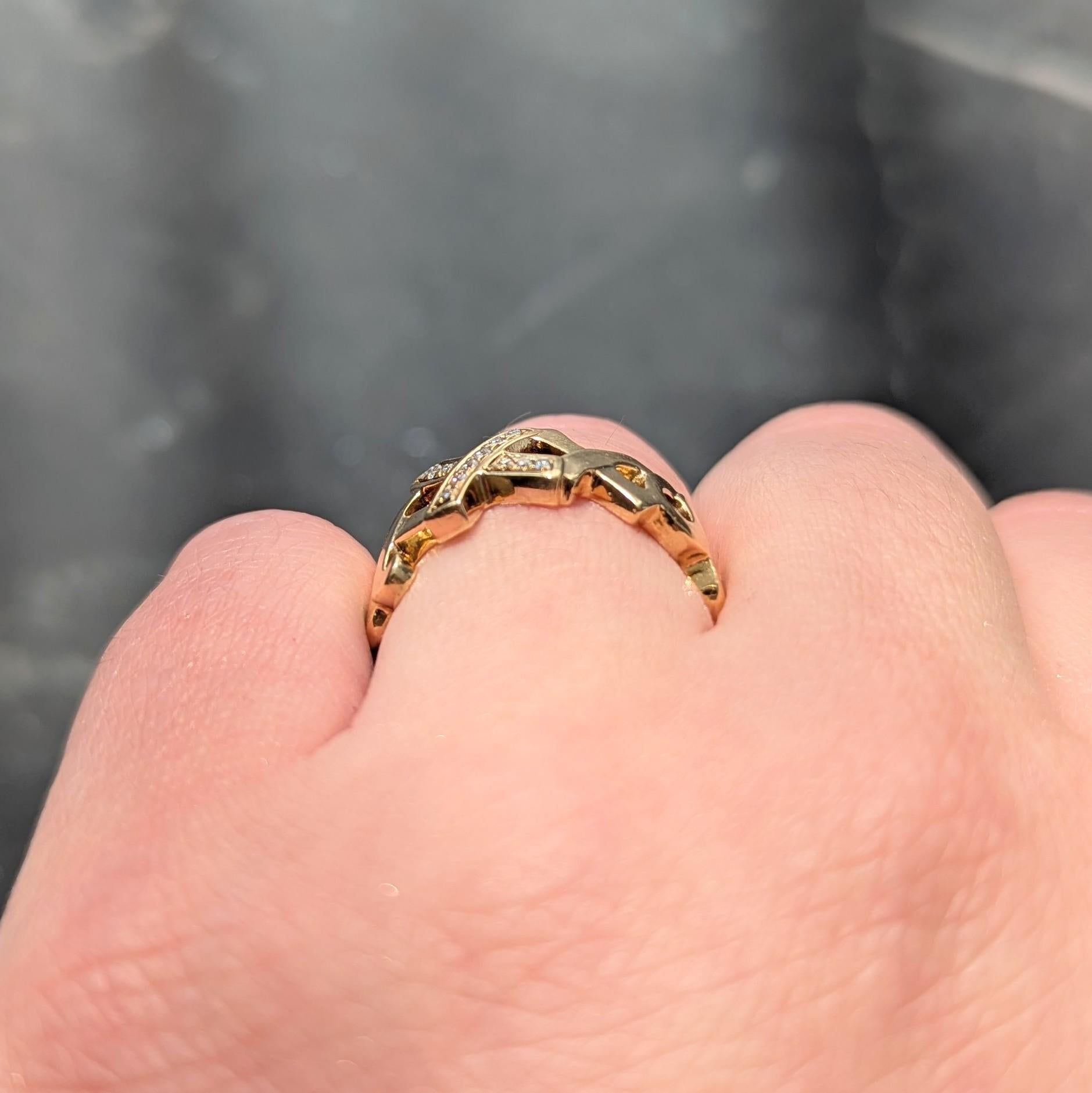 Tiffany & Co. Paloma Picasso 1980's Diamond 18 K Vintage Graffiti XO Band Ring