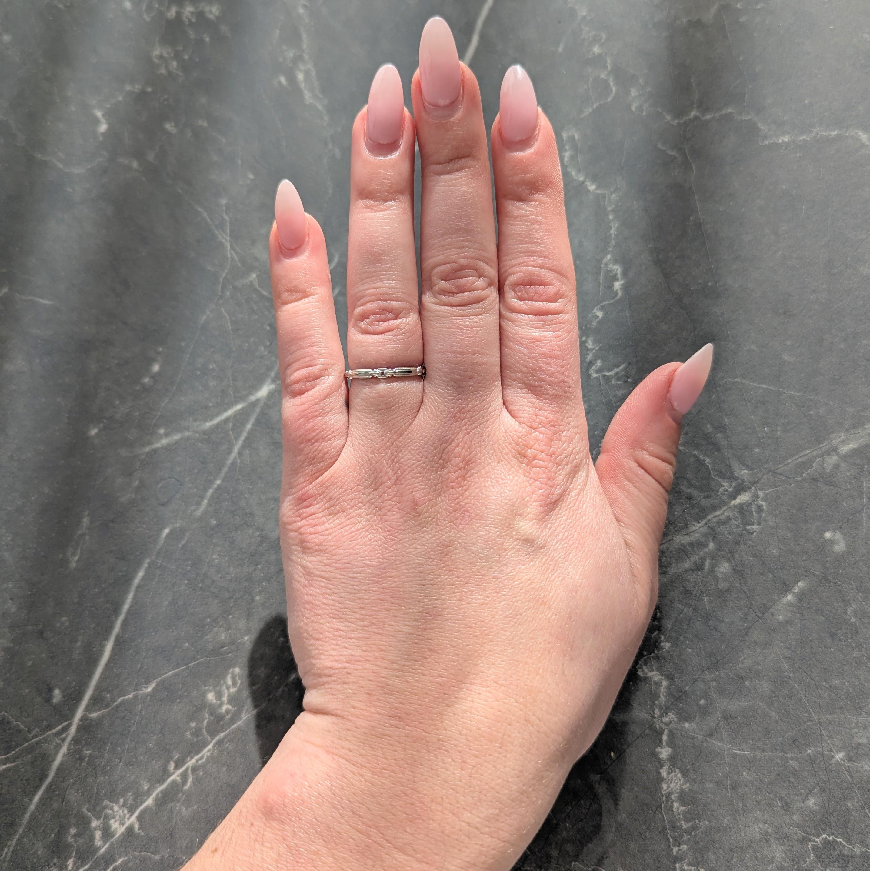 Art Deco 14 Karat White Gold Vintage Buckle Wedding Band Ring