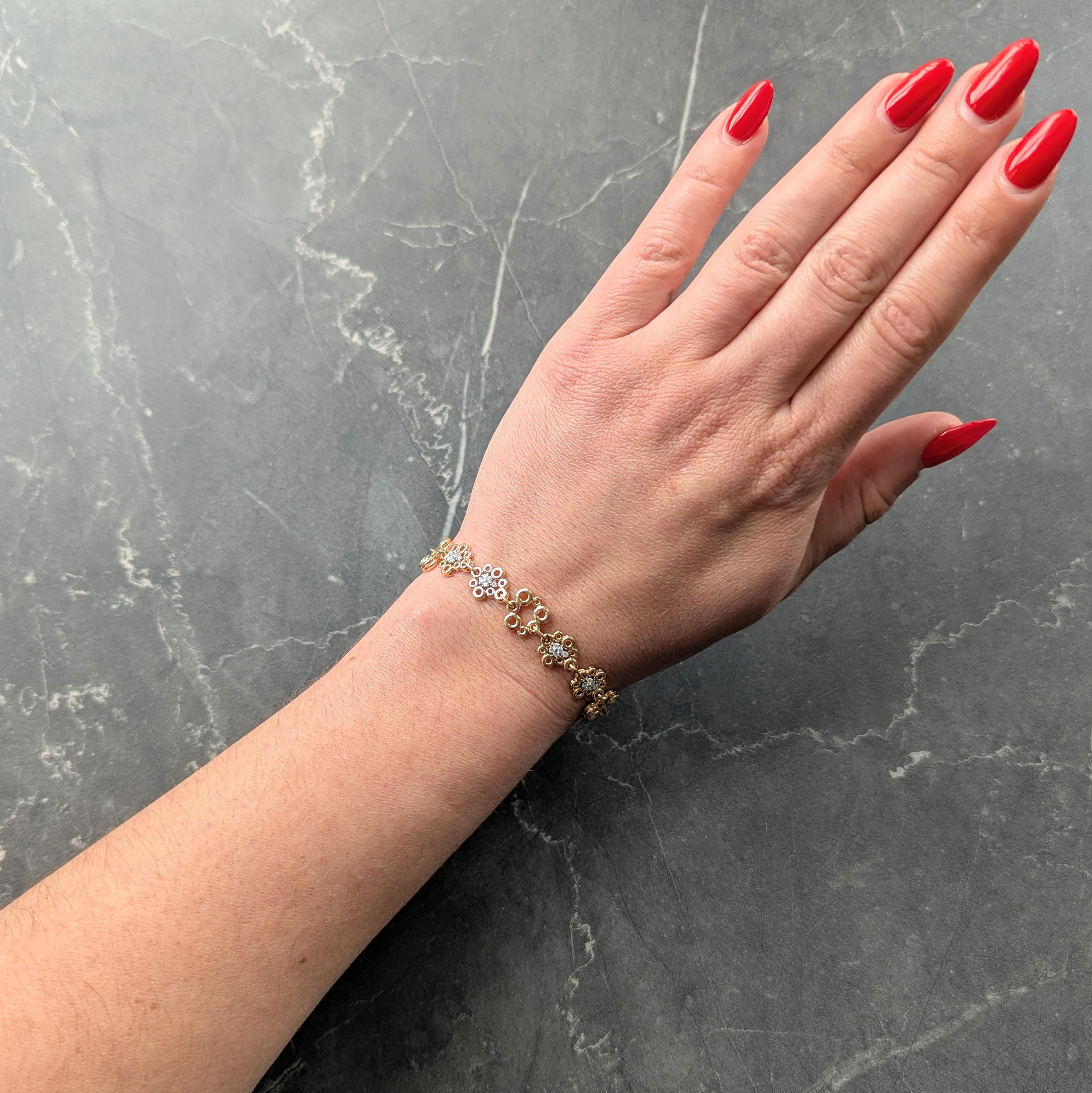 Roberto Coin Diamond 18 Karat Yellow Two-Tone Gold Bubble Bracelet