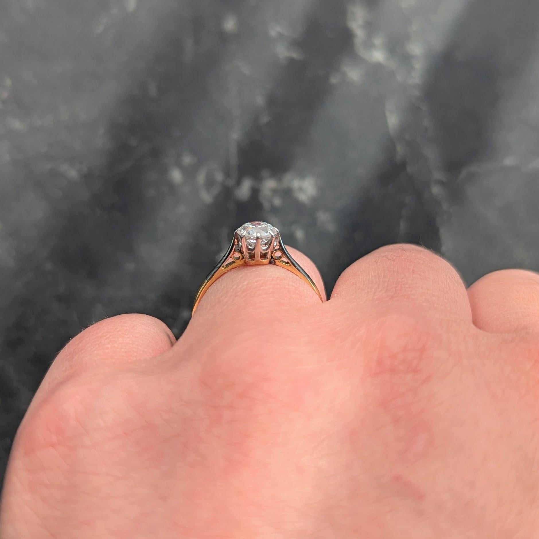 Edwardian 0.55 CTW Old European Cut Diamond Platinum 18K Antique Engagement Ring