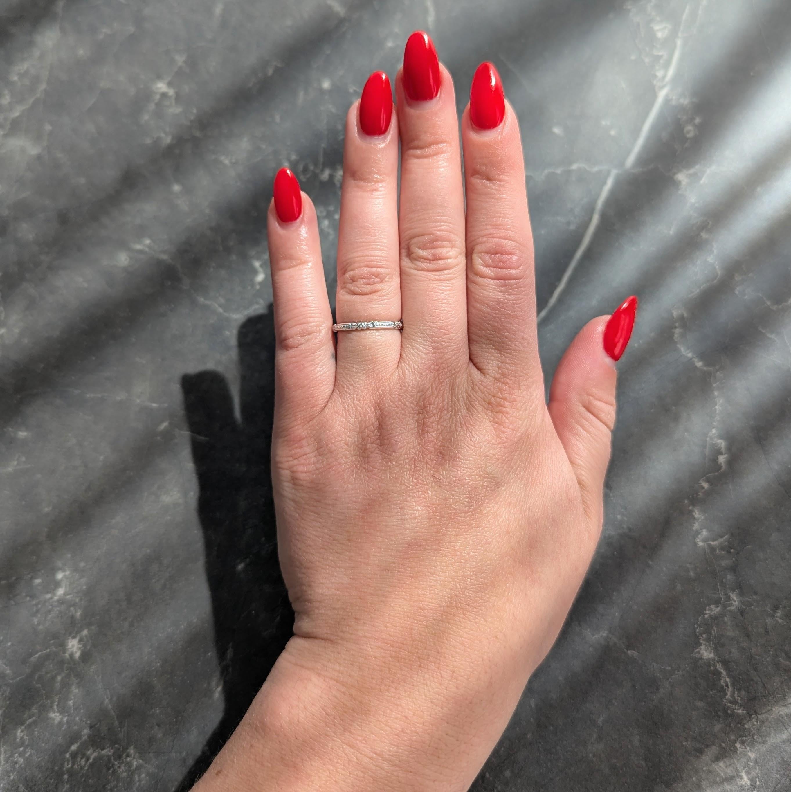 Art Deco 18 Karat White Gold Orange Blossom Buckle Wedding Band Ring