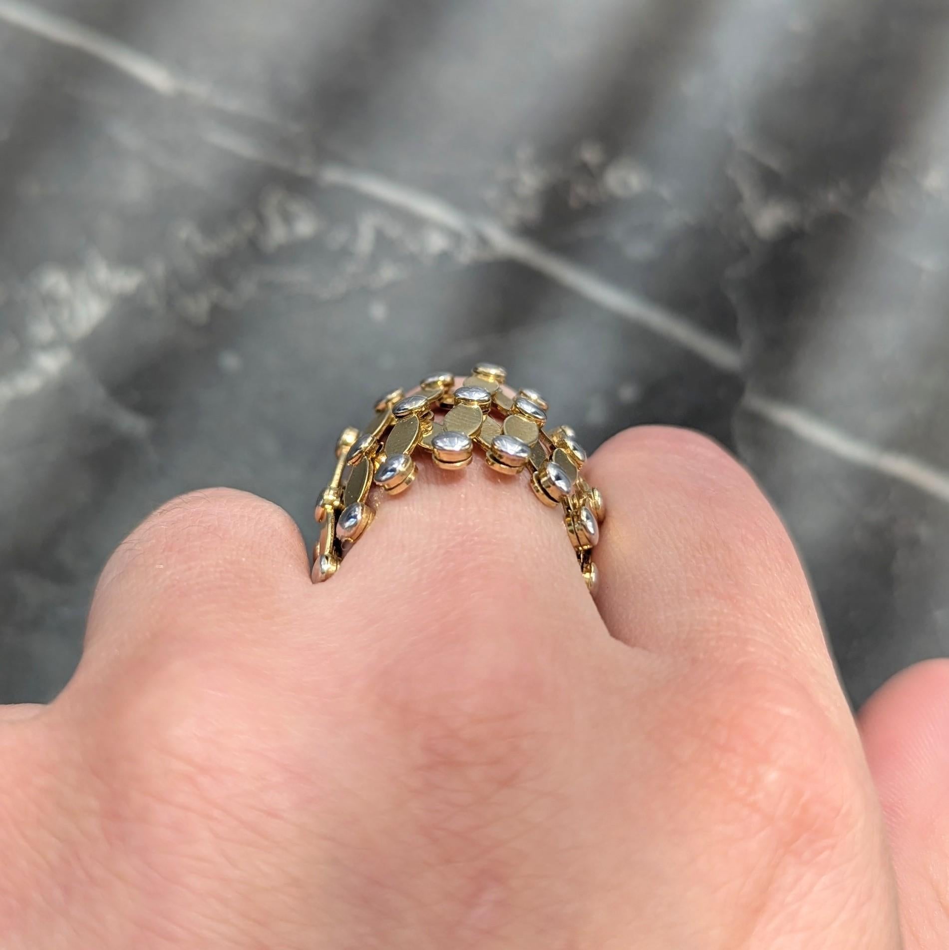 2000's 18 Karat Two-Tone Yellow Gold Expanding Universal Bracelet Ring
