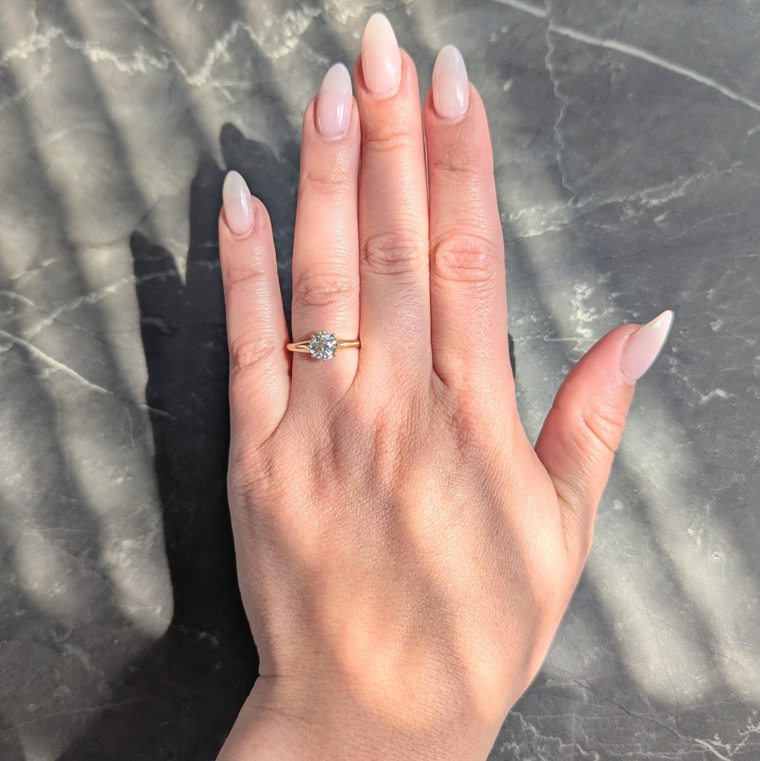 Victorian Old European Cut Diamond 18K Gold Antique Solitaire Engagement Ring