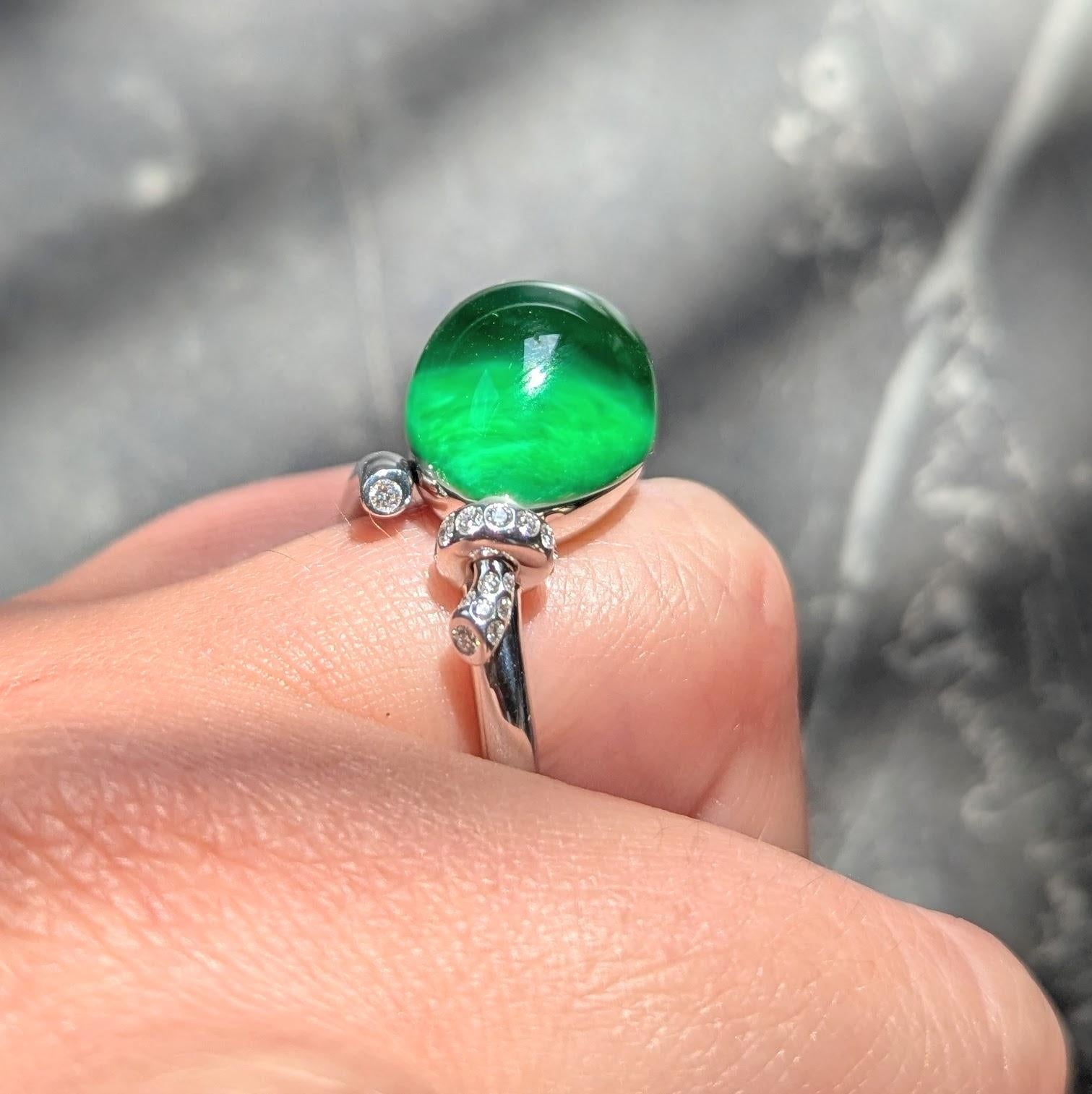 Vhernier Jade Quartz Diamond 18K Gold Contemporary Palloncino Balloon Ring