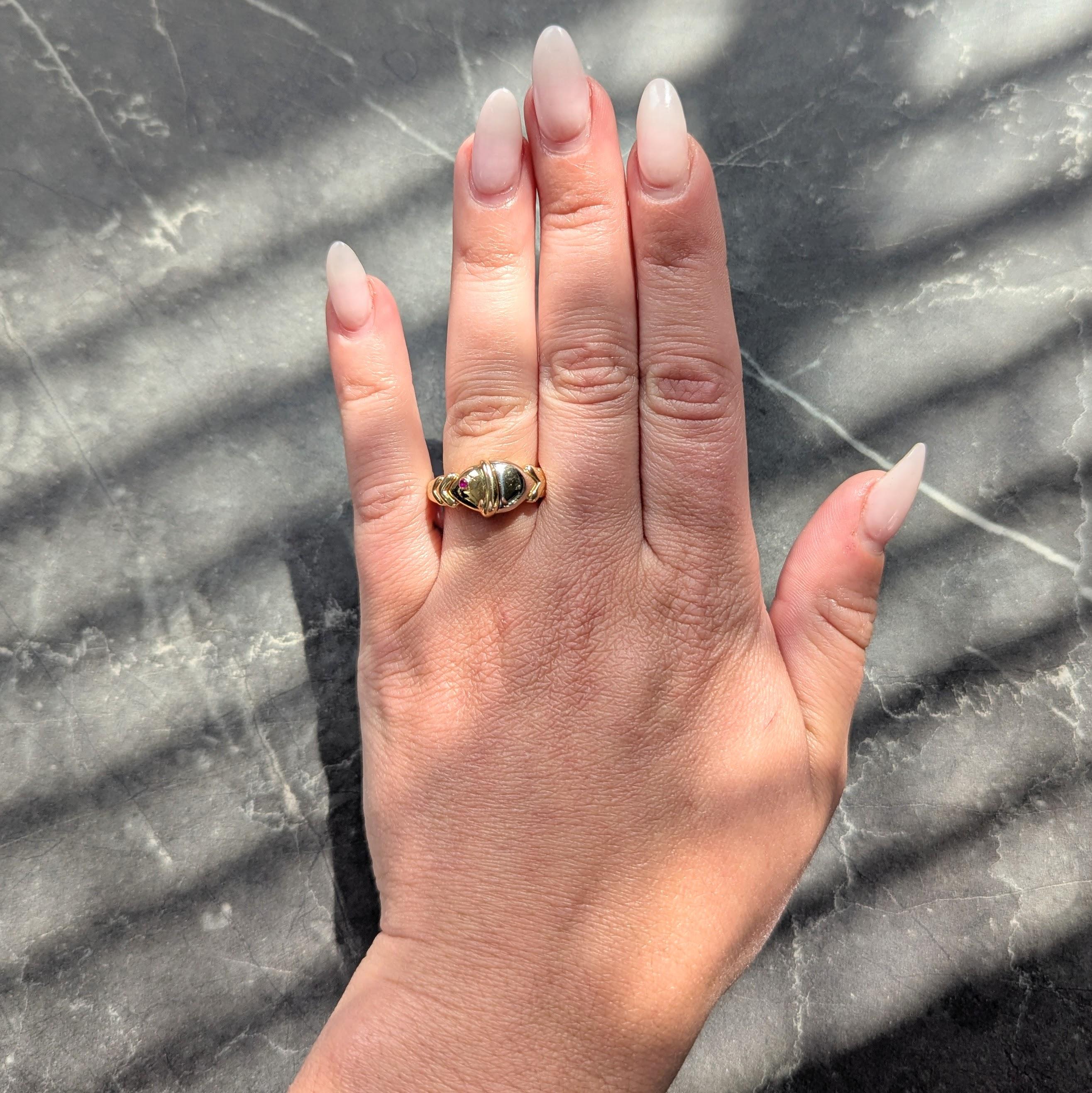 Bulgari 1990's Ruby 18 Karat Two-Tone Gold Vintage Naturalia Ring