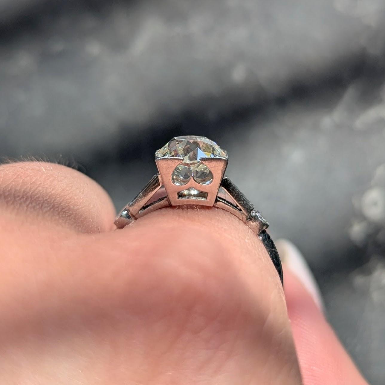 Mid-Century Old European Cut Diamond Platinum Vintage Engagement Ring