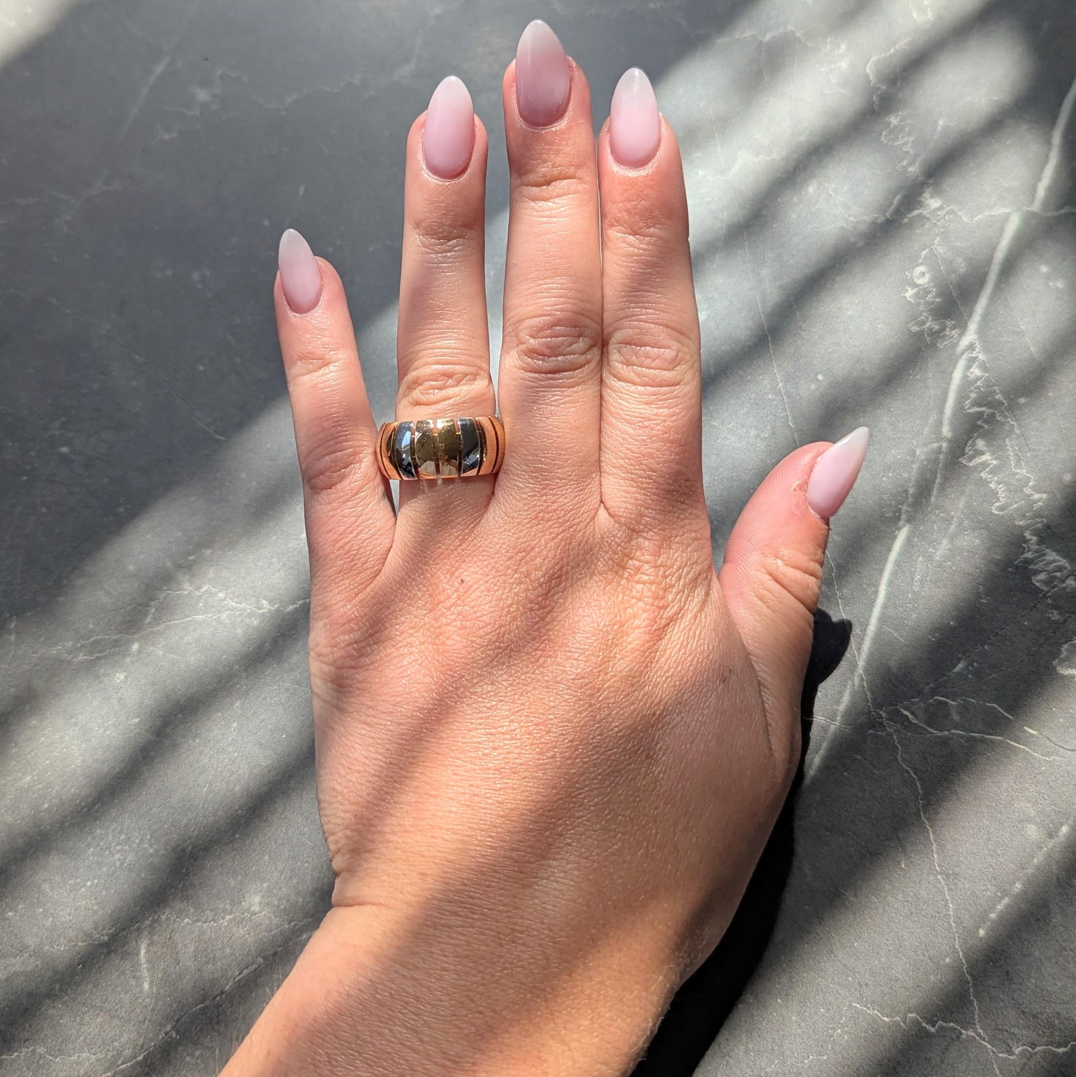 Cartier 1990's 18 Karat Tri-Colored Gold Vintage Trinity Grooved Band Ring