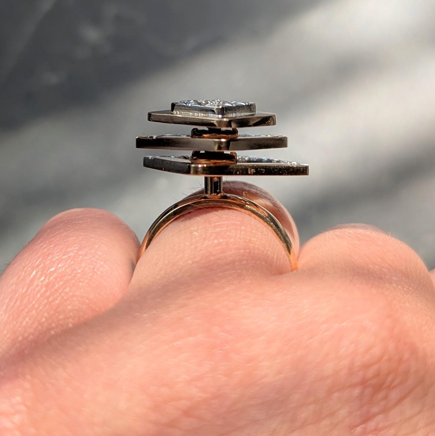 1970's Diamond 14 Karat Two-Tone Gold Vintage Kinetic Spinner Ring
