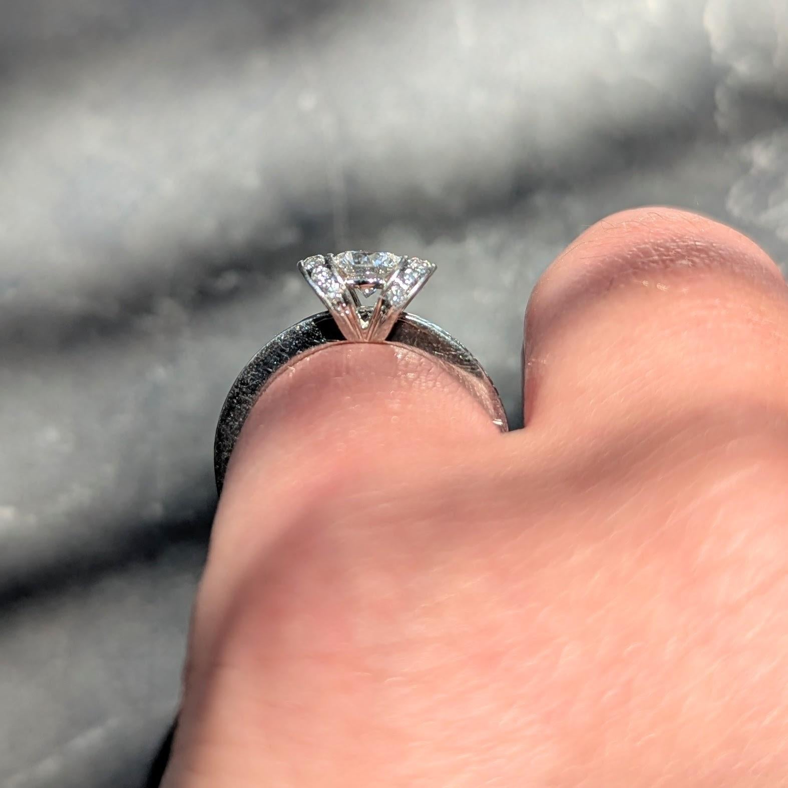 Tiffany & Co. 2000's Round Brilliant Cut Diamond Platinum Ribbon Engagement Ring