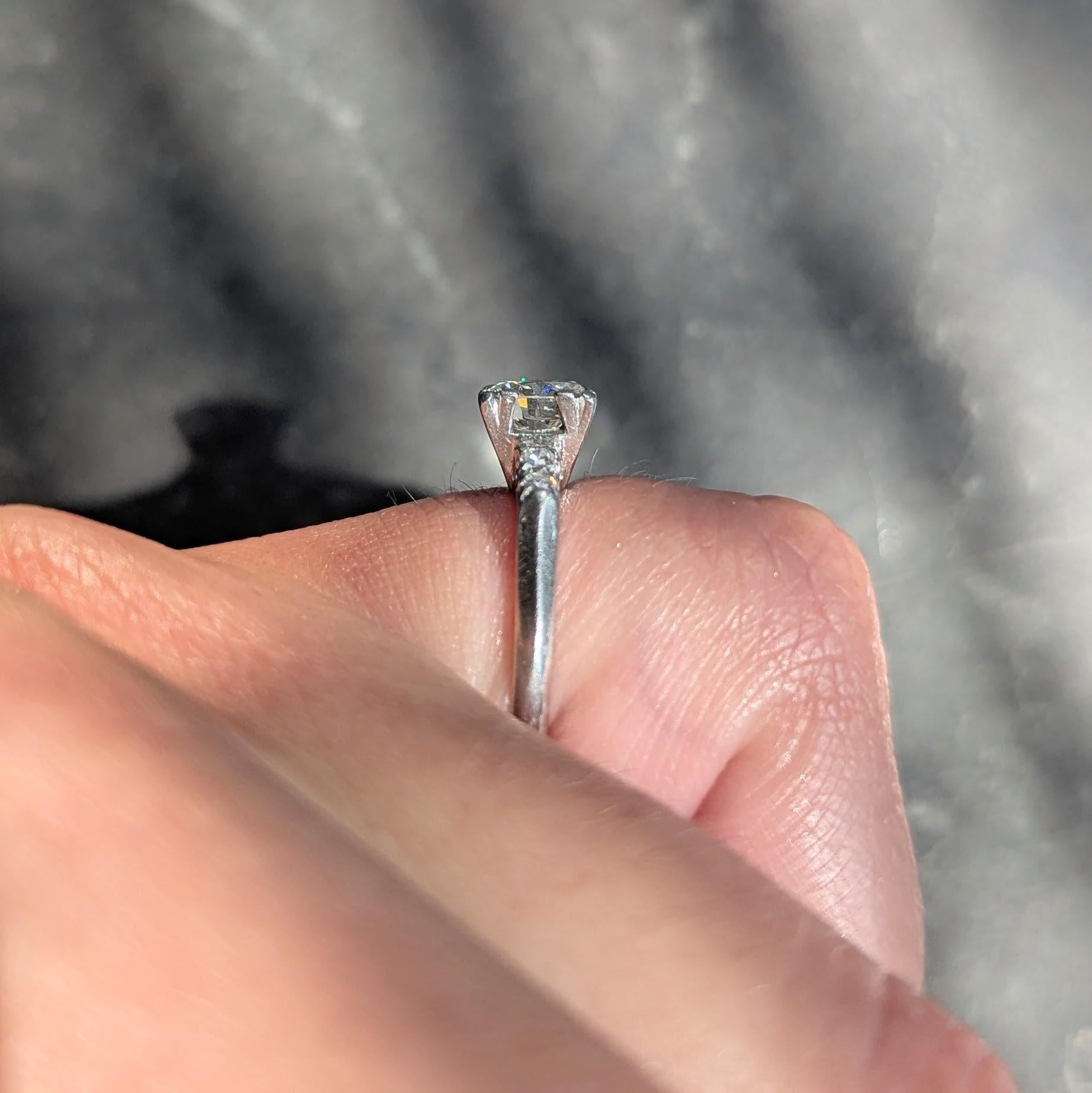 Art Deco 0.96 CTW Diamond Platinum Vintage Five Stone Engagement Ring