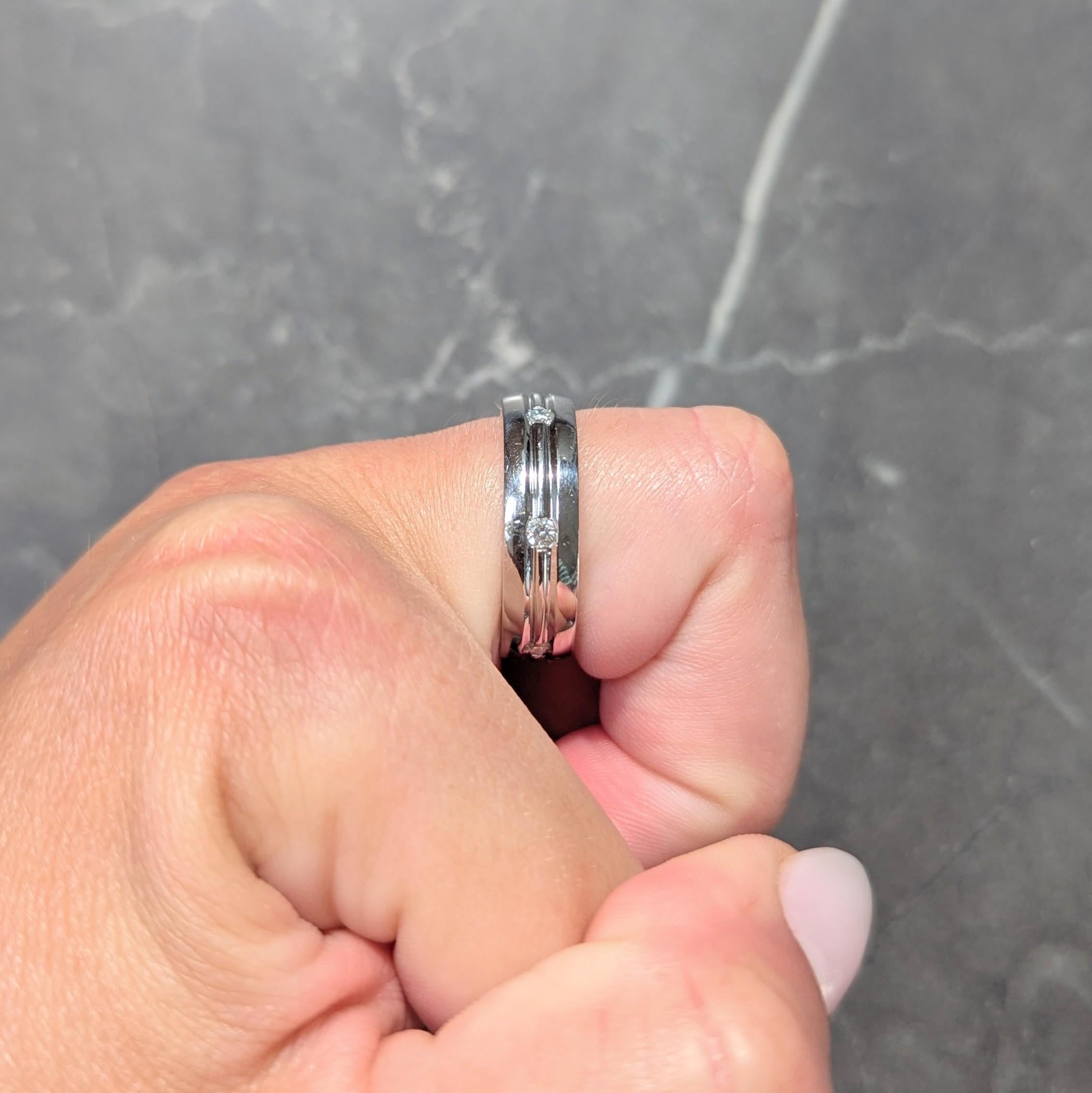 1990's Diamond Platinum Unisex Wide Vintage Wedding Band Ring