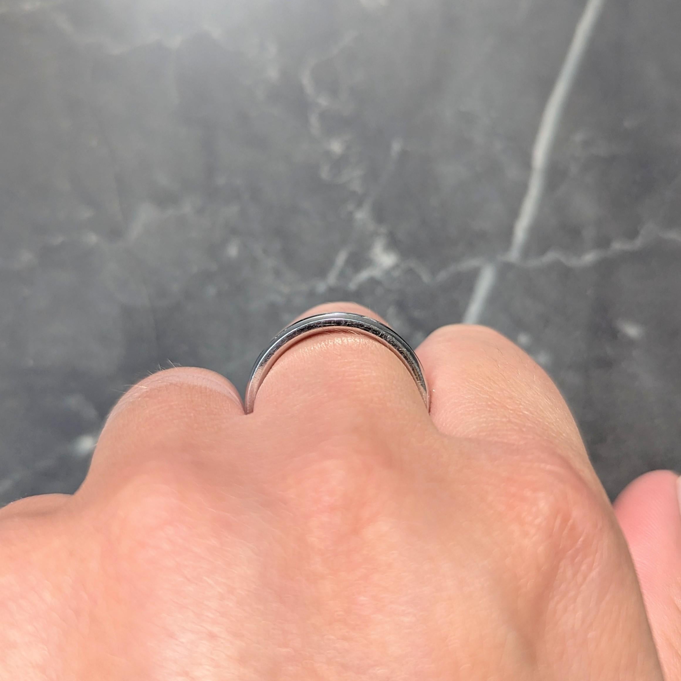1990's Diamond Platinum Unisex Wide Vintage Wedding Band Ring