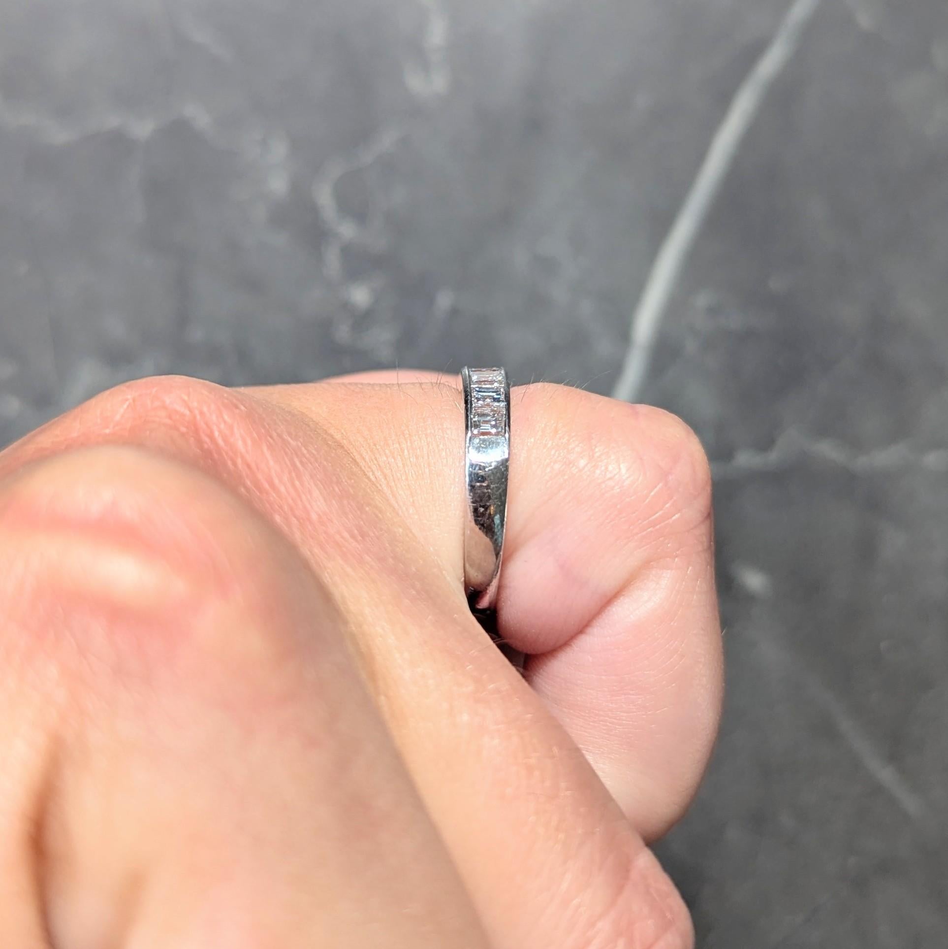 Contemporary 0.72 CTW Diamond Platinum Five Stone Channel Band Ring