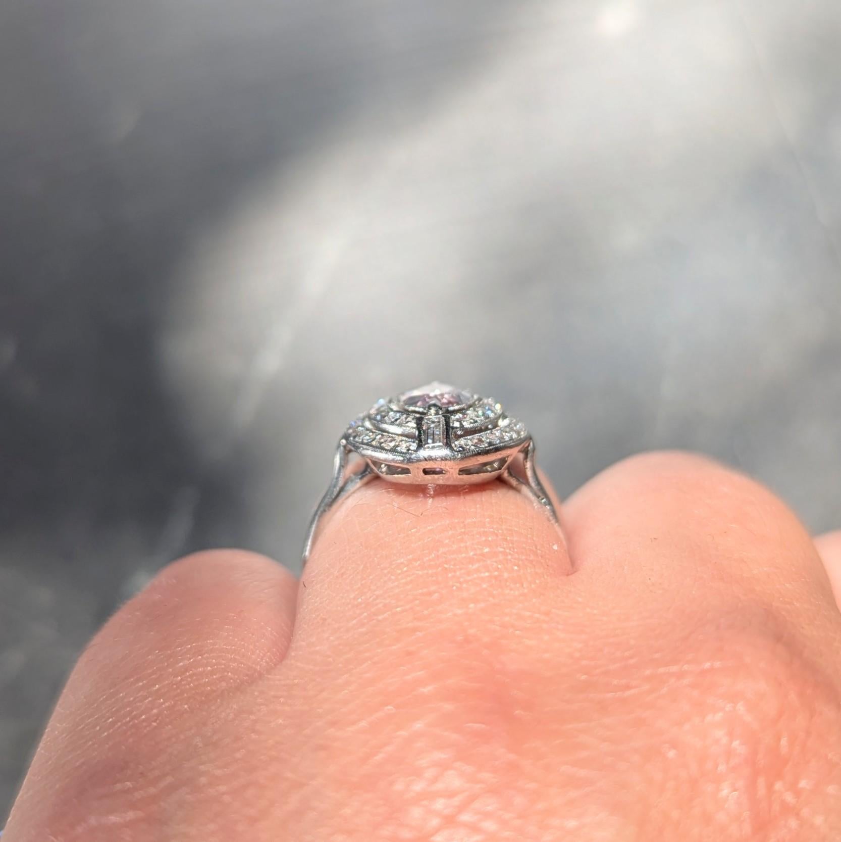 Art Deco 1.28 CTW Fancy Pink Diamond Platinum Vintage Halo Engagement Ring GIA