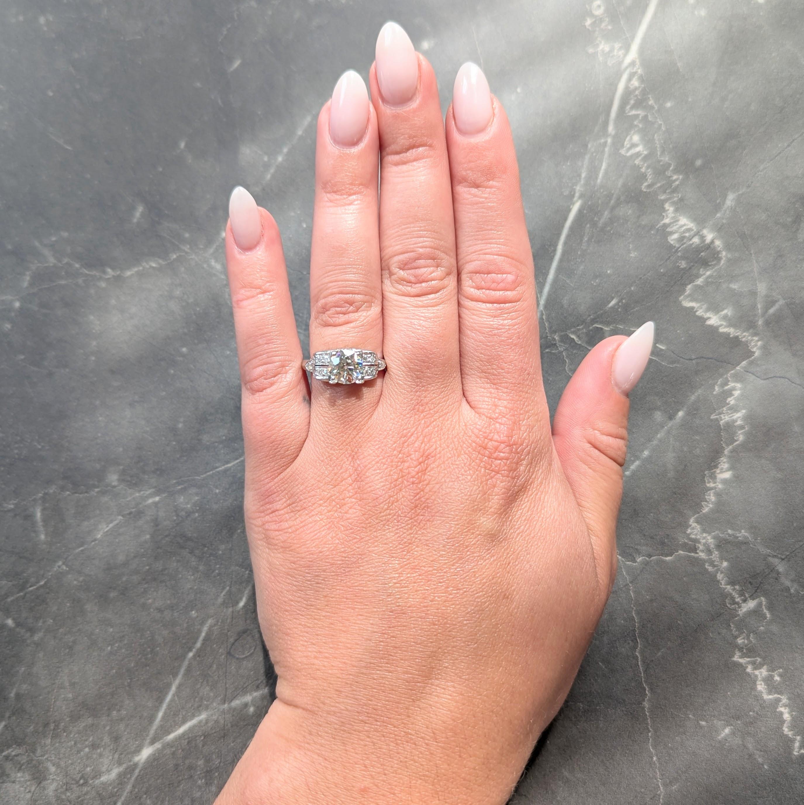 Mid-Century 1.95 CTW OEC Diamond Platinum Scrolled Vintage Engagement Ring GIA