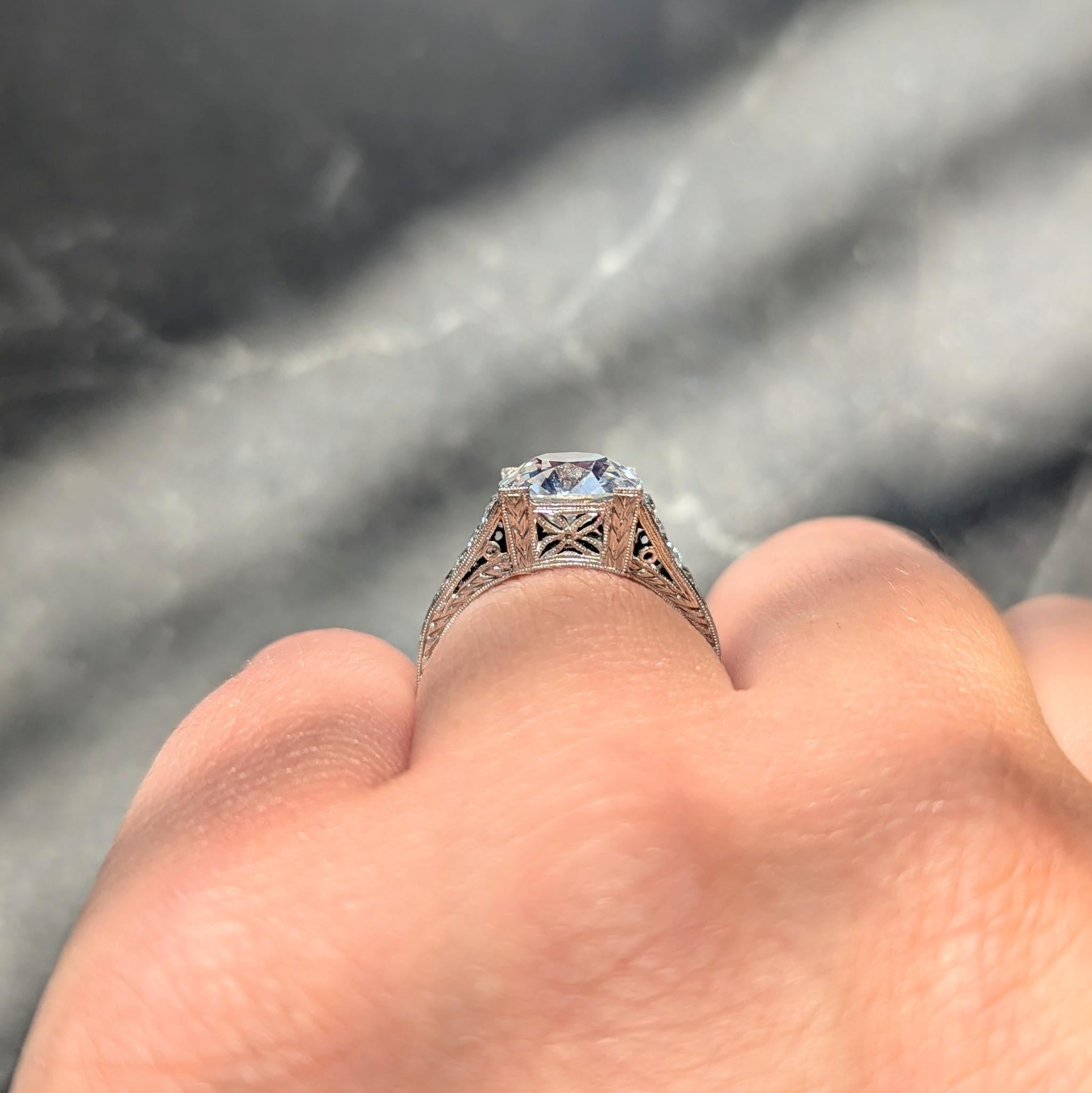 Art Deco Old Mine Diamond Platinum Vintage Orange Blossom Engagement Ring