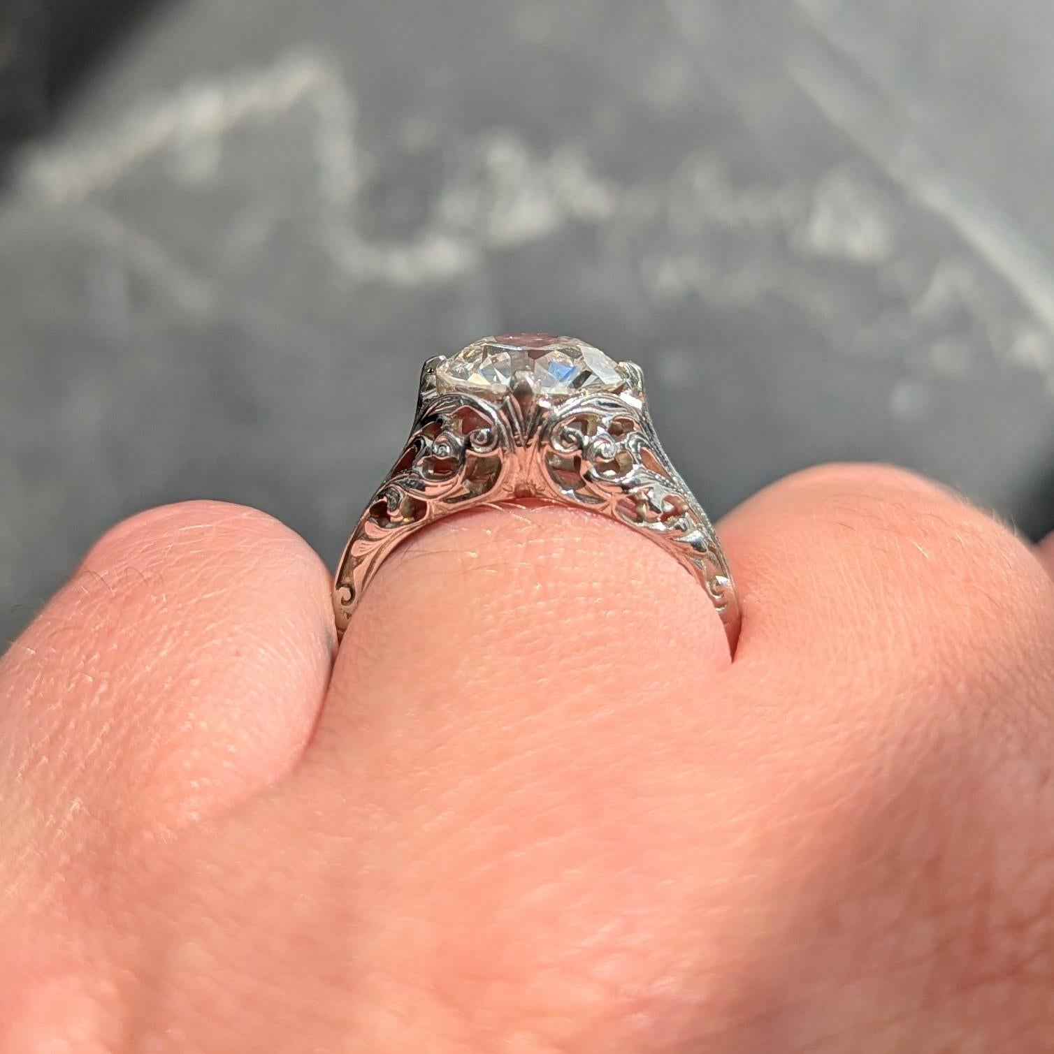 Edwardian Old European Diamond 18K Gold Antique Solitaire Engagement Ring