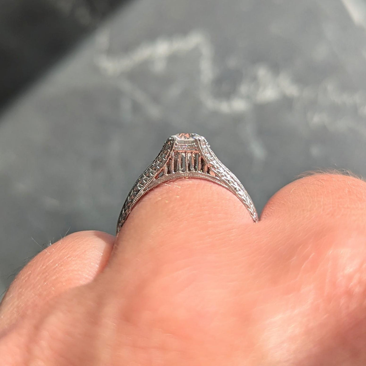Art Deco 0.47 CT Diamond Platinum Vintage Orange Blossom Engagement Ring