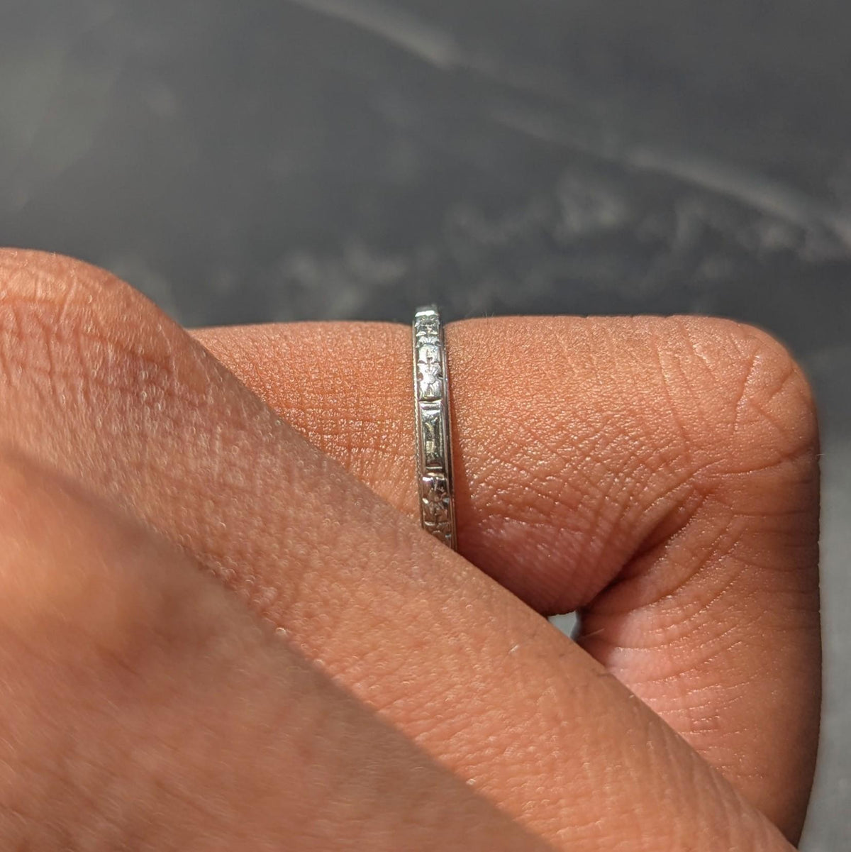Art Deco 18 Karat White Gold Floral Orange Blossom Wedding Band Ring