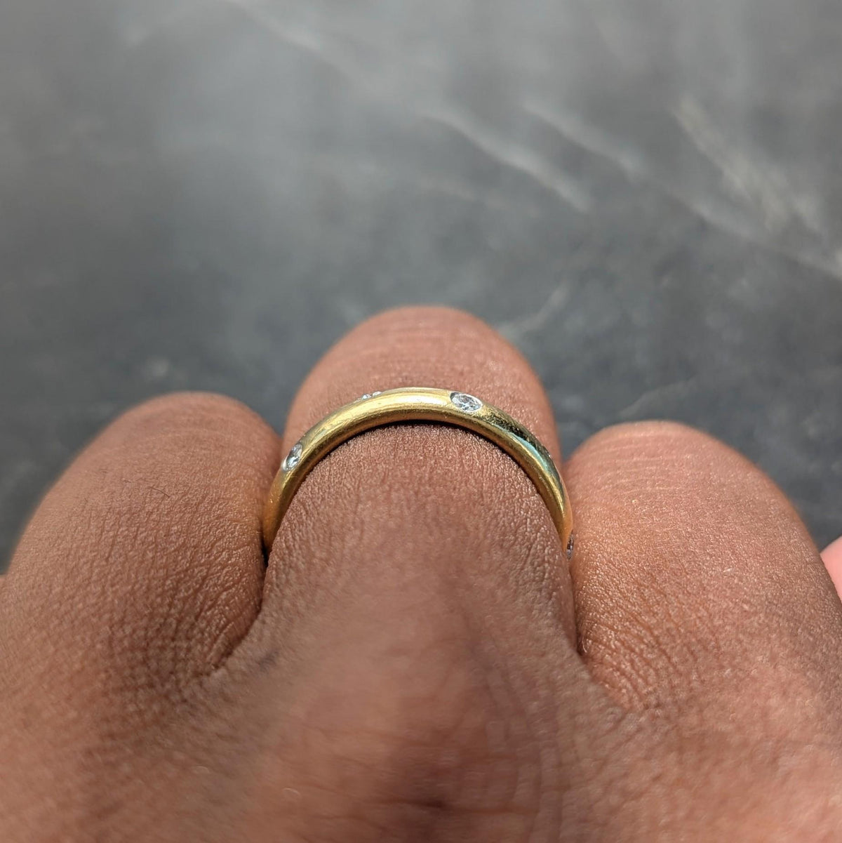 Tiffany & Co. 1990's Diamond 18K Yellow Gold Platinum Vintage Etoilé Band Ring