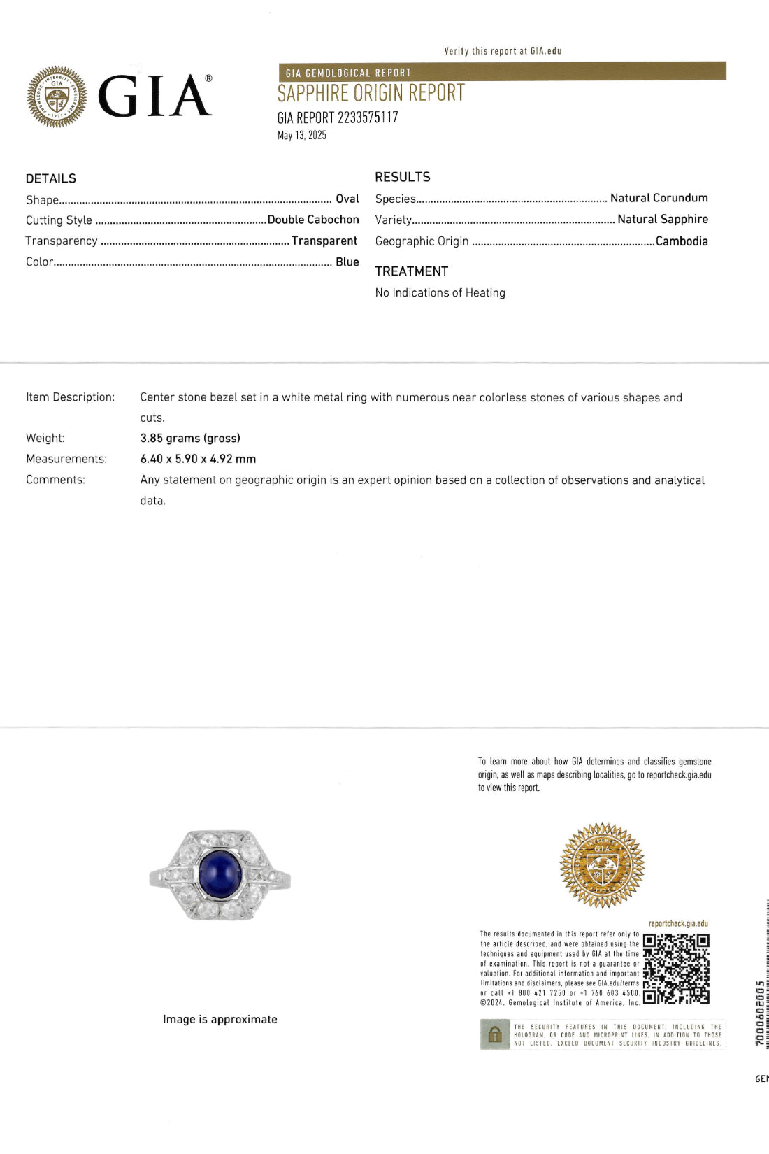 French Art Deco 3.16 CTW No Heat Sapphire Diamond Platinum Vintage Cluster Ring GIA