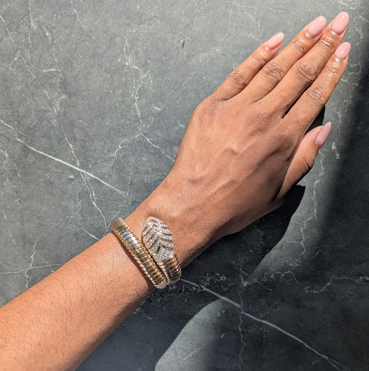Bulgari Diamond 18 Karat Rose Gold Serpenti Tubogas Wrap Bracelet