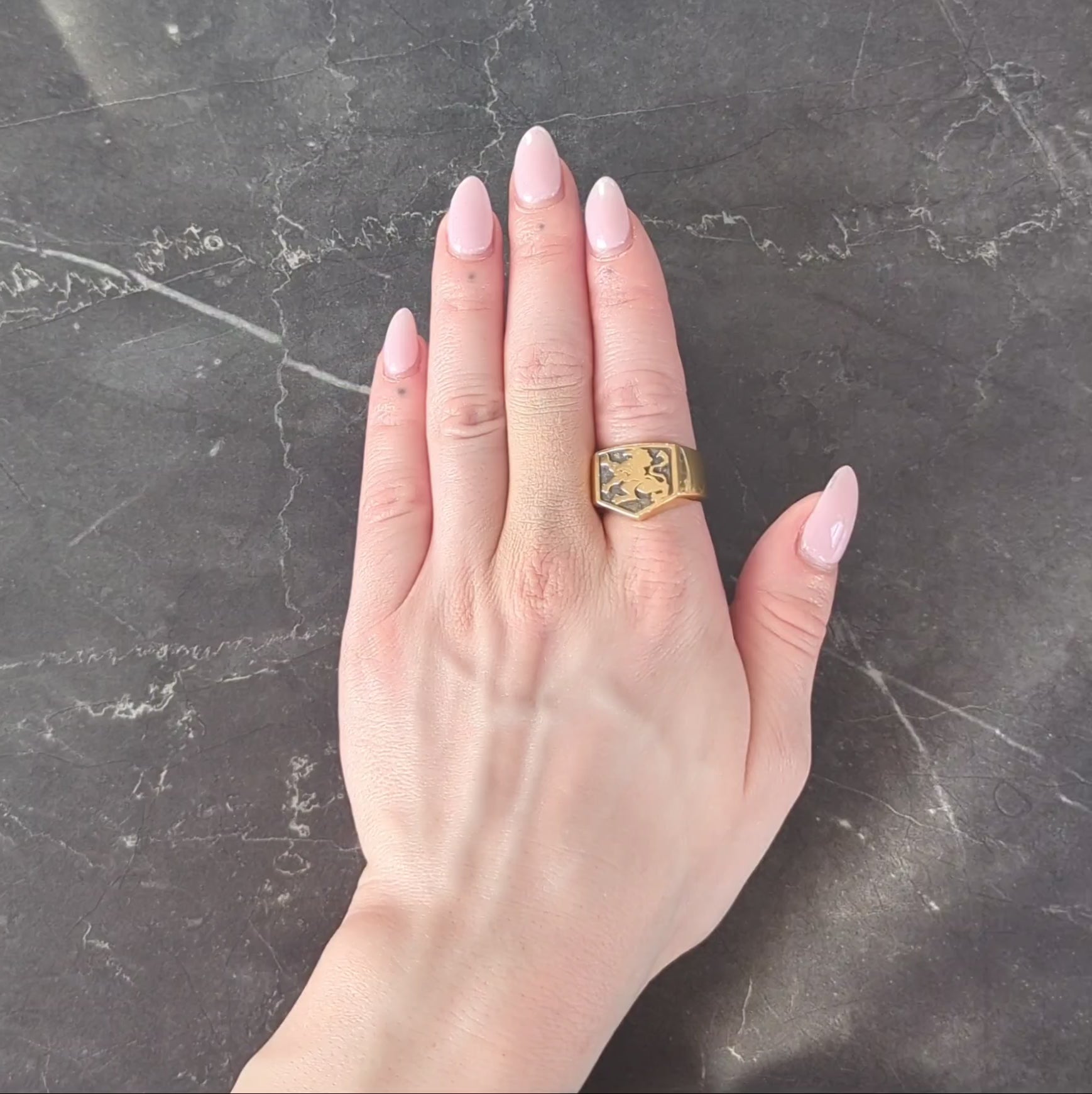 Dunhill 2000's 18 Karat Yellow Gold Heraldic Lion Intaglio Unisex Signet Ring