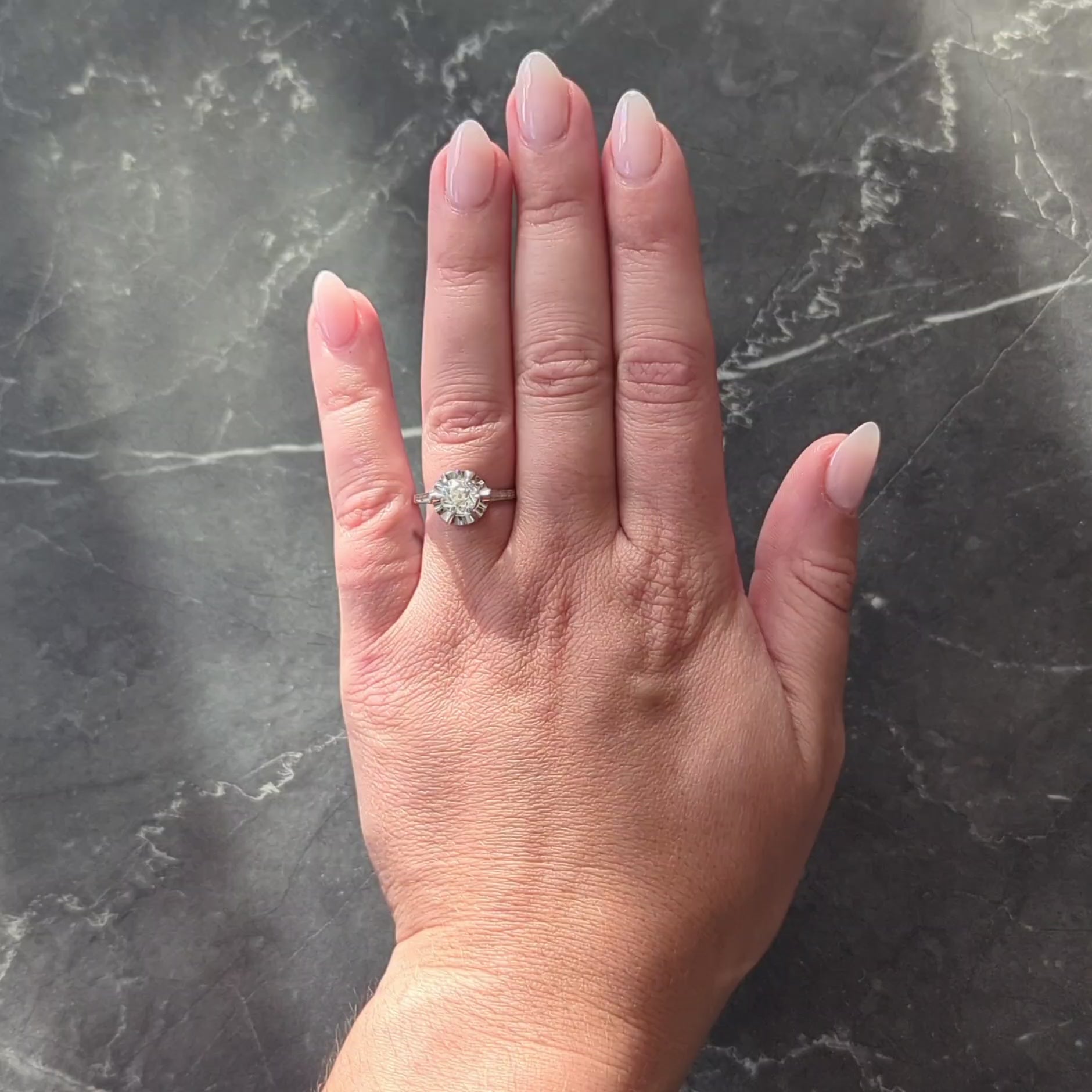 Art Deco Old Mine Cut Diamond Platinum Vintage Belcher Solitaire Engagement Ring