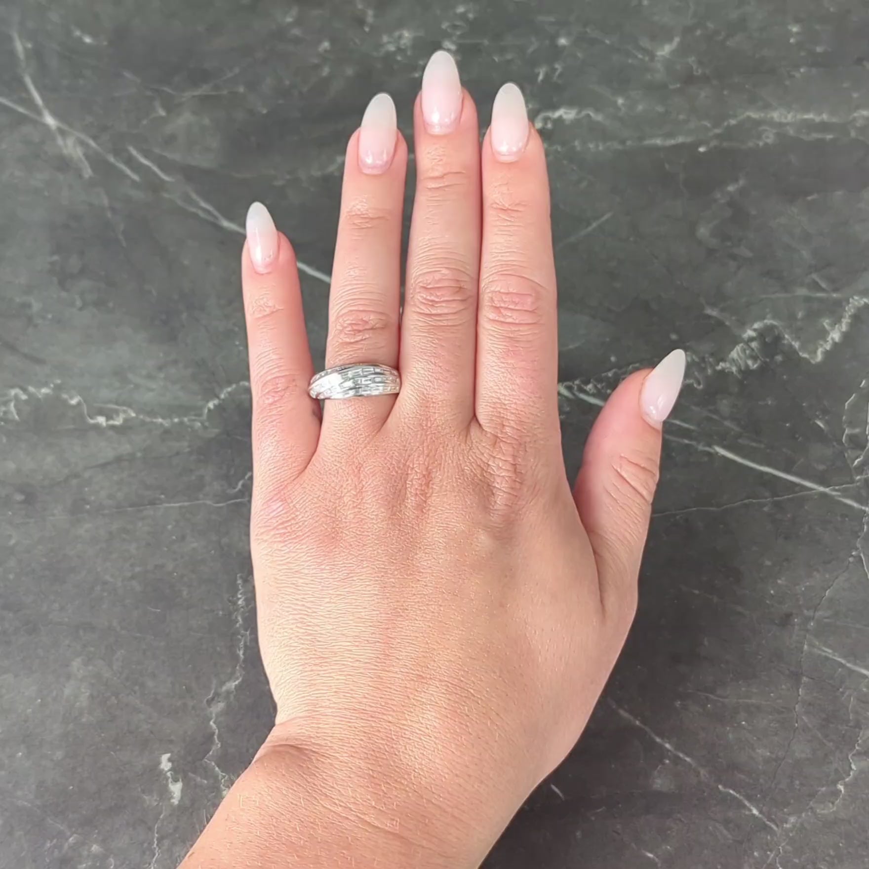 Contemporary 2.25 CTW Diamond 18 Karat White Gold Twist Multi-Row Band Ring