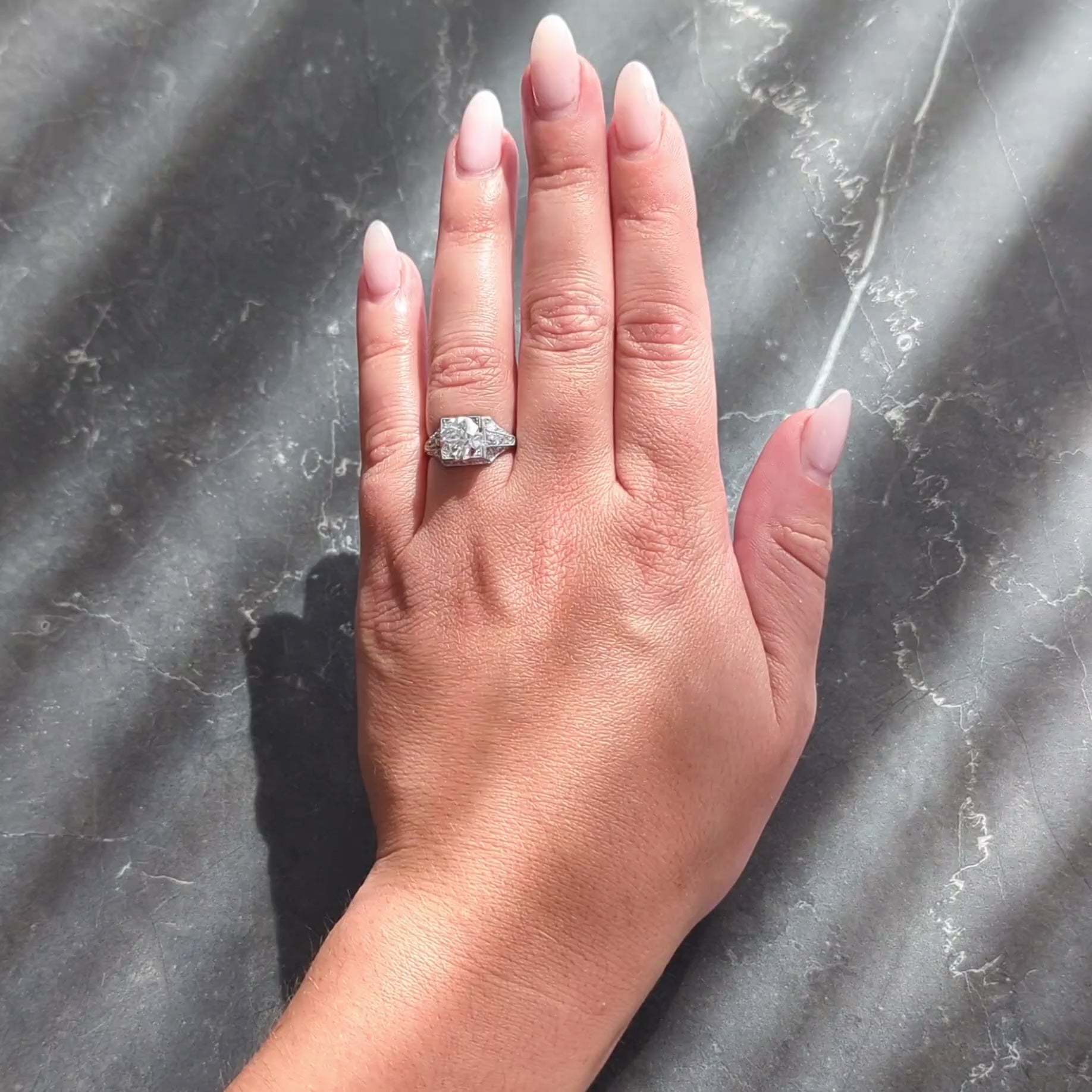 Art Deco 2.25 CTW Old European Cut Diamond Platinum Vintage Engagement Ring GIA