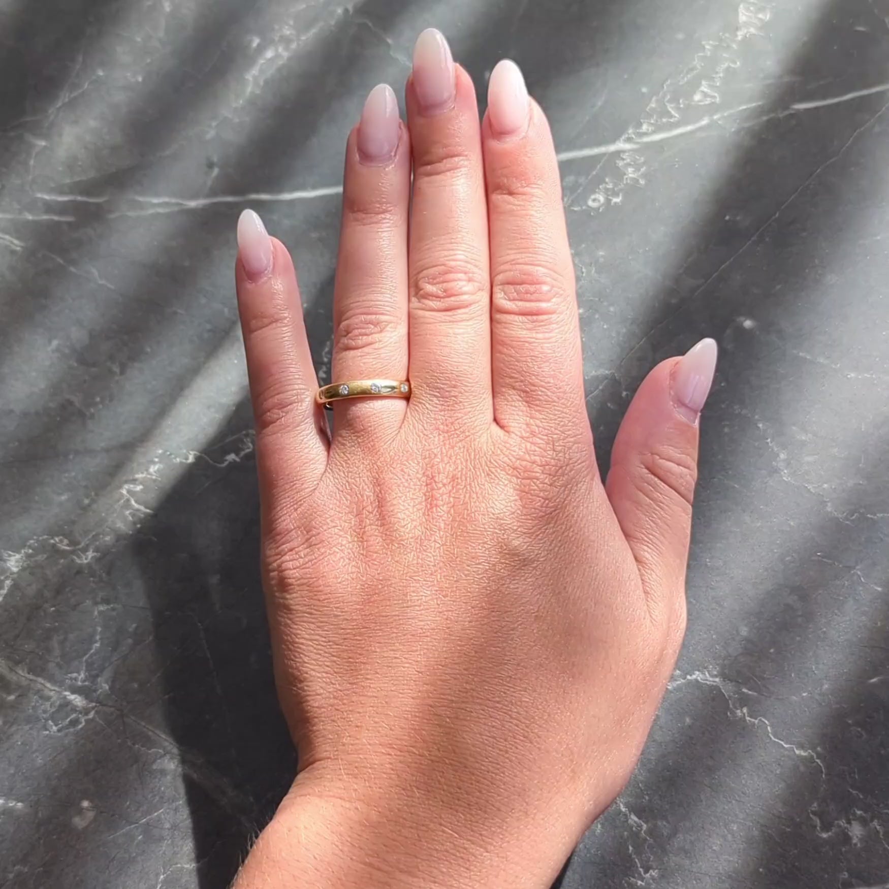 2000's Diamond 18 Karat Yellow Gold Flush Set Band Ring