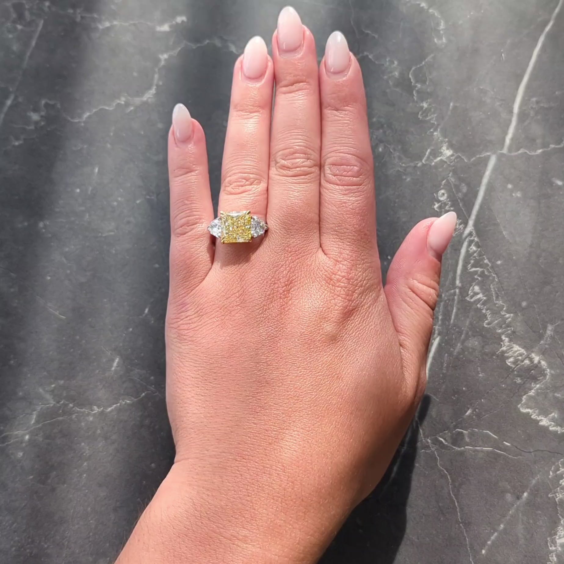 7.31 CTW Fancy Intense Yellow Diamond Platinum 18K Gold Engagement Ring GIA